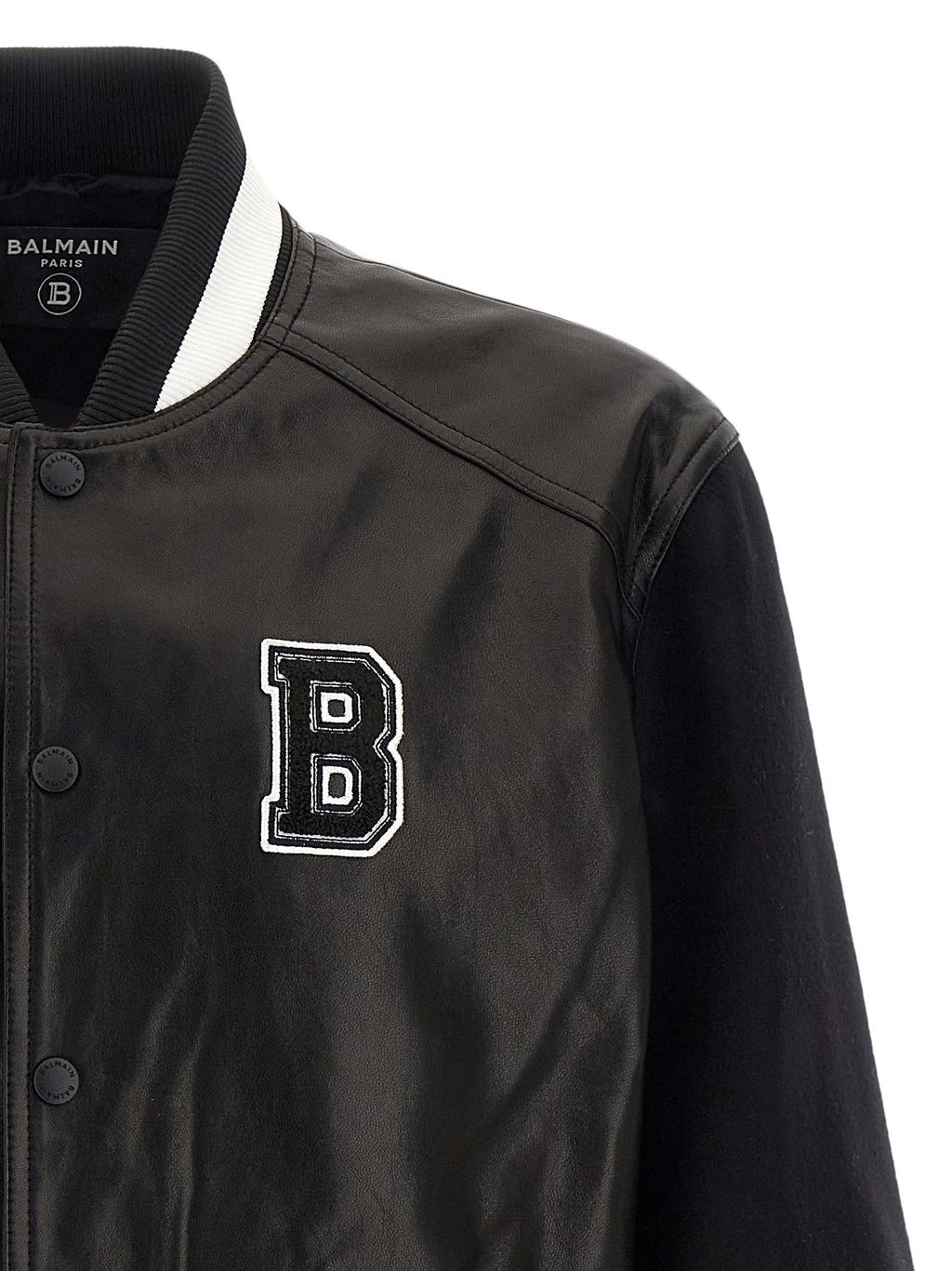 Balmain Bicolor Lamb Leather Leather Jacket