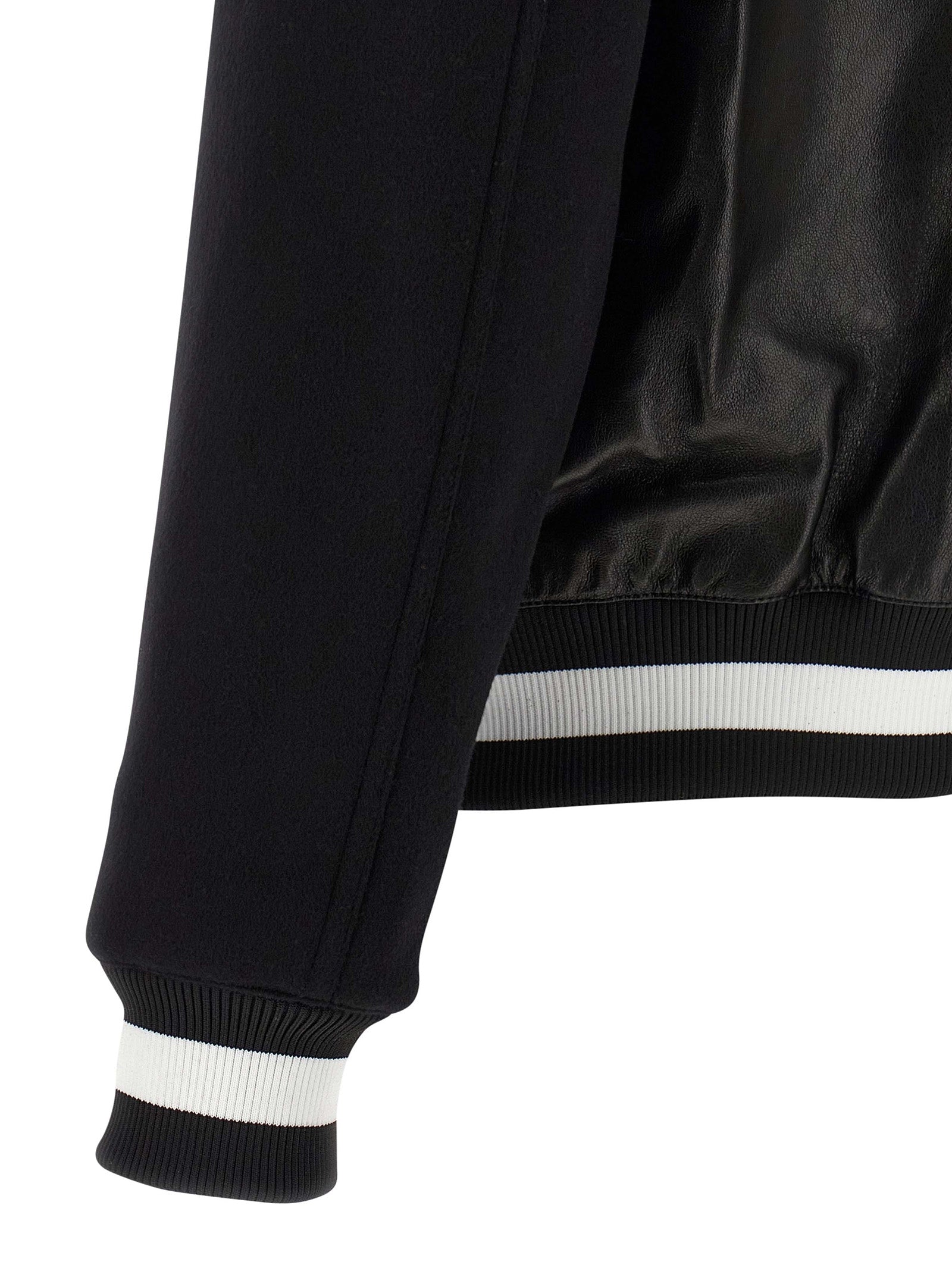 Balmain Bicolor Lamb Leather Leather Jacket
