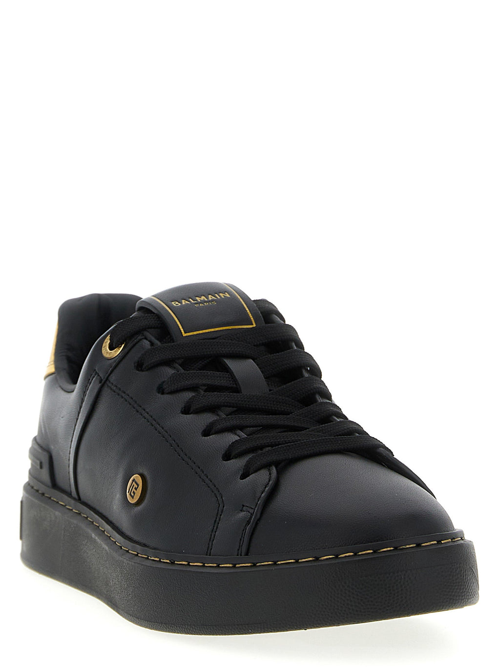 Balmain Black Lamb Leather Low Top Sneakers