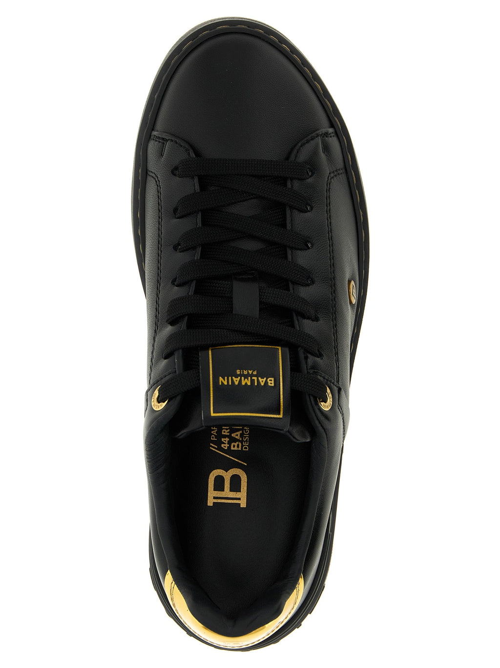 Balmain Black Lamb Leather Low Top Sneakers