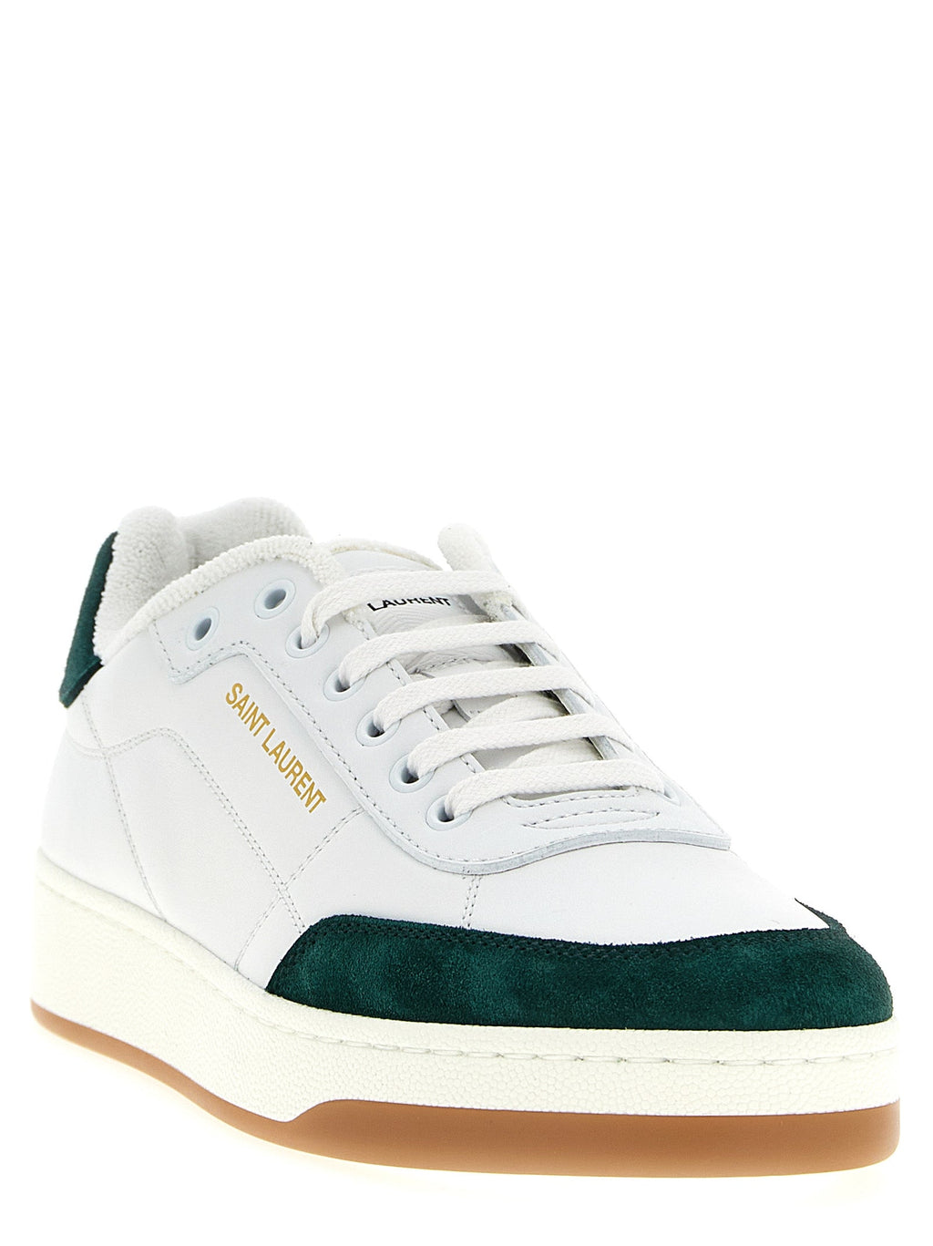 Saint Laurent Bicolor Calfskin Low Top Sneakers