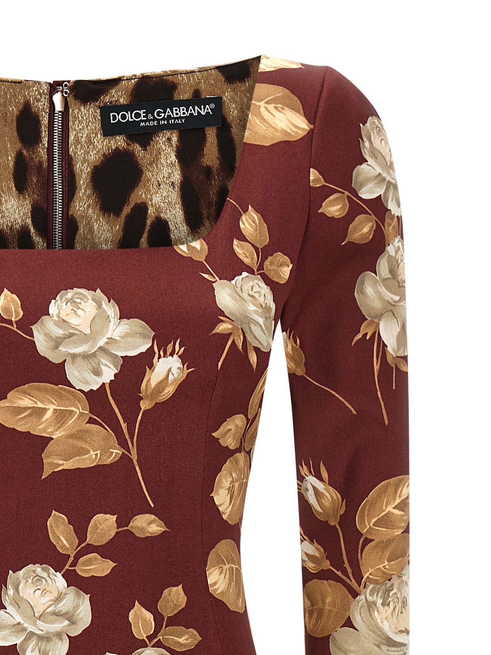 Dolce & Gabbana Multicolor Elastane Midi Dress