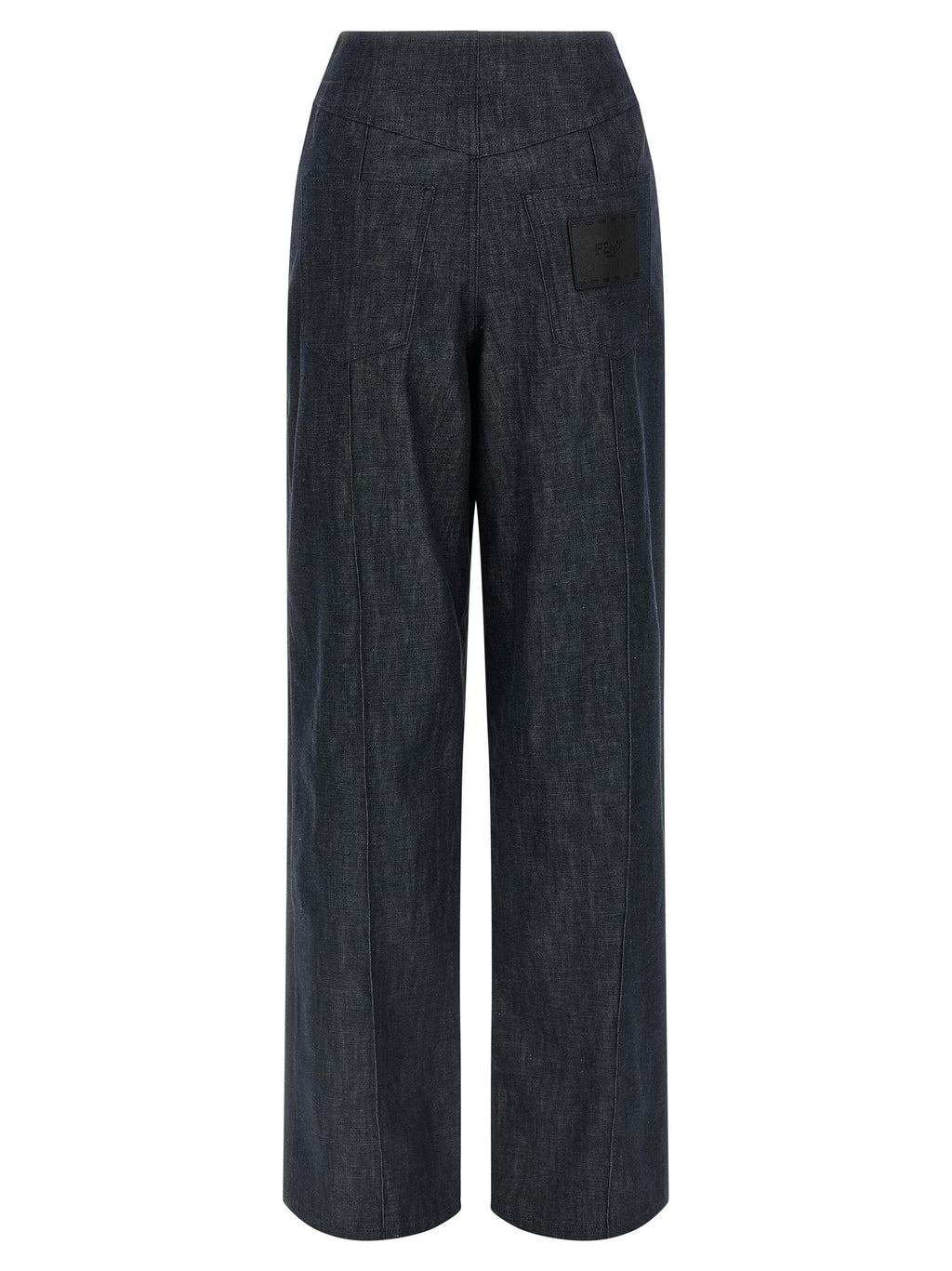 Fendi Blue Cotton High-Waisted Jean