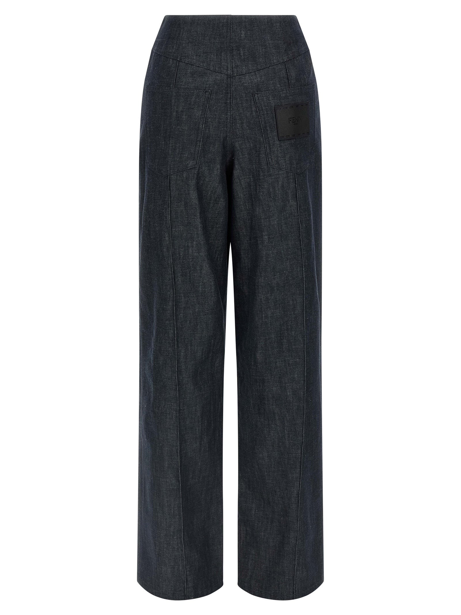 Fendi Blue Cotton High-Waisted Jean