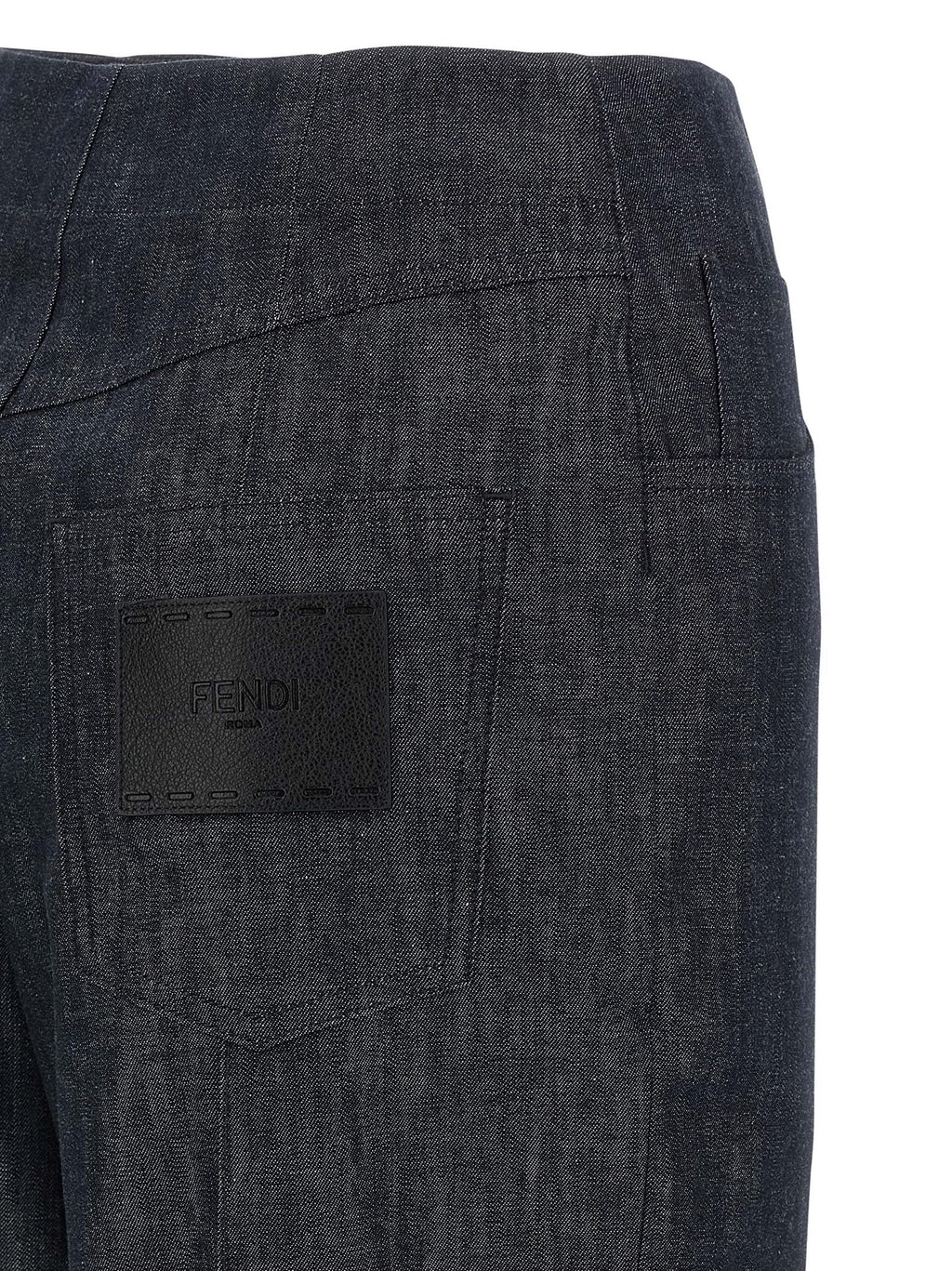 Fendi Blue Cotton High-Waisted Jean