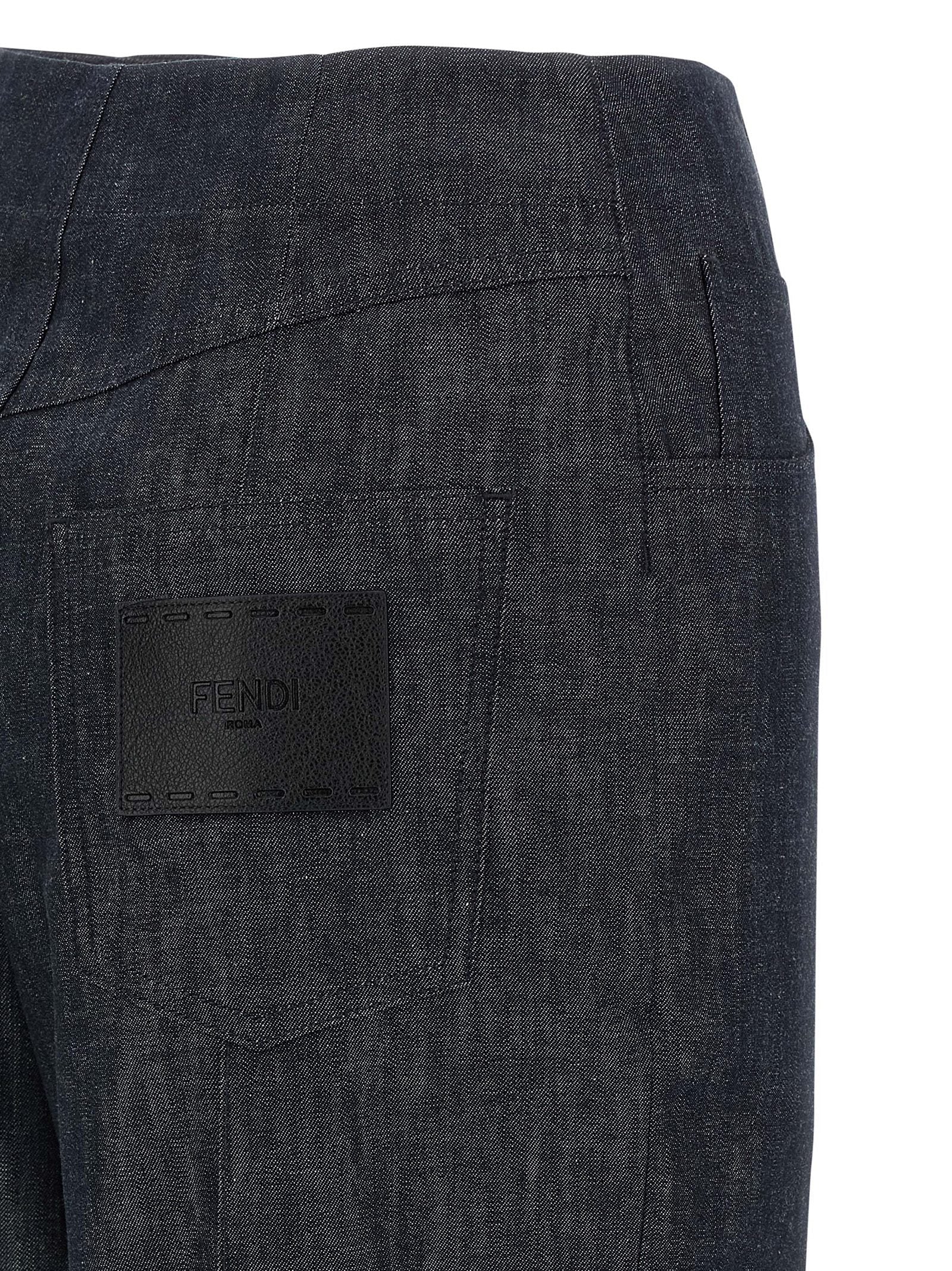 Fendi Blue Cotton High-Waisted Jean