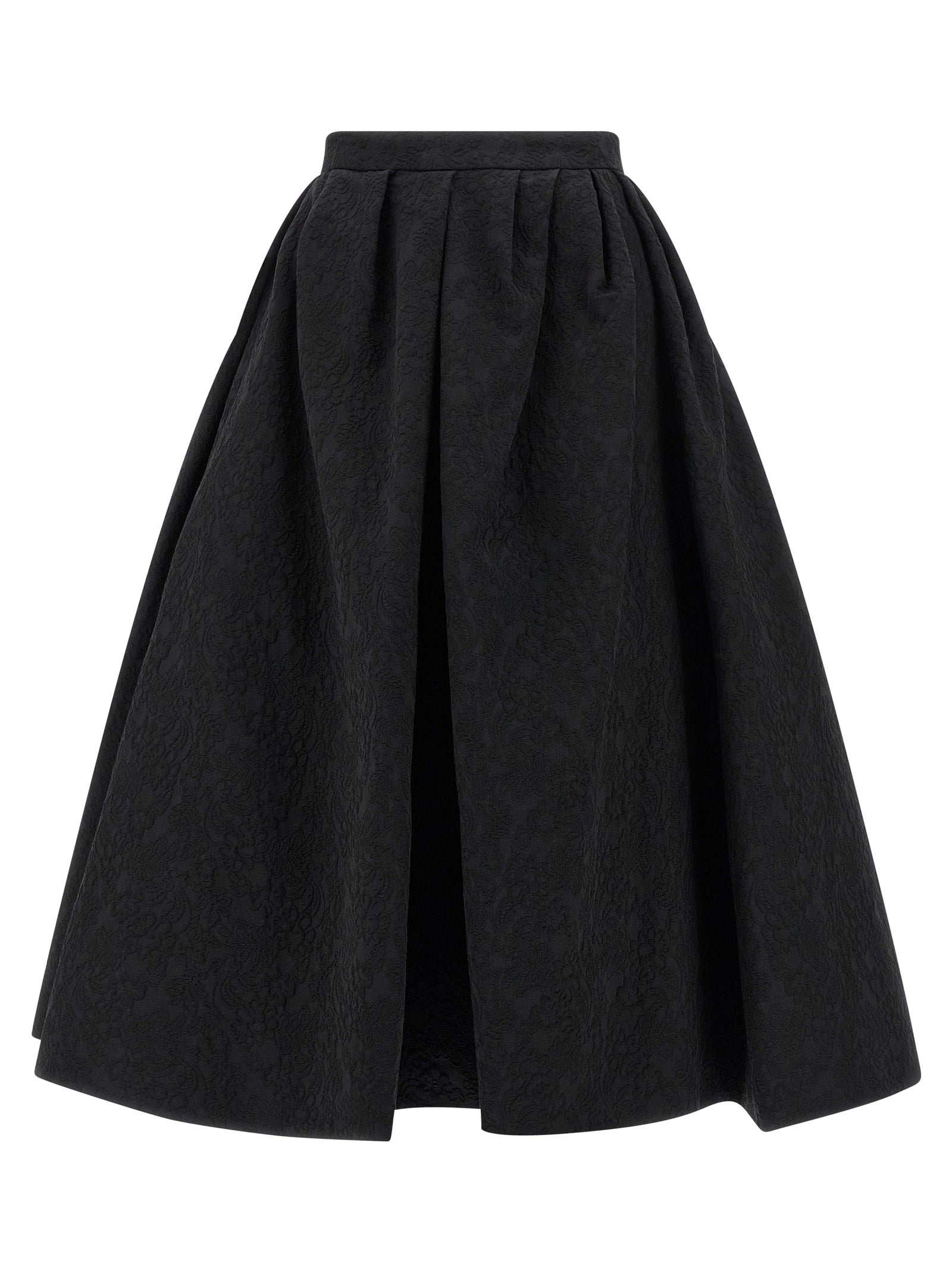 Carolina Herrera Black Cotton Midi Skirt