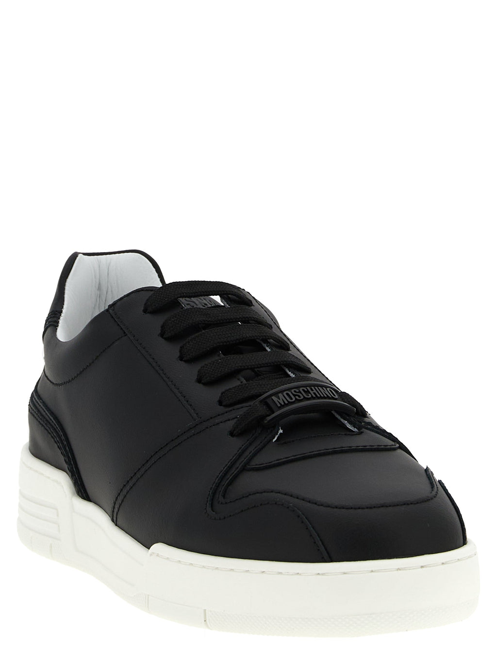 Moschino Black Leather Low Top Sneakers