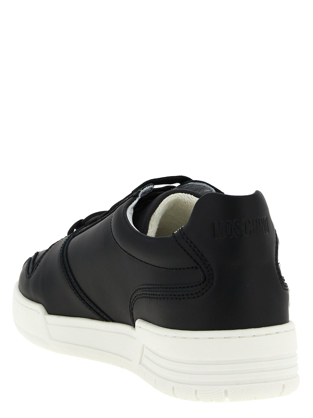 Moschino Black Leather Low Top Sneakers