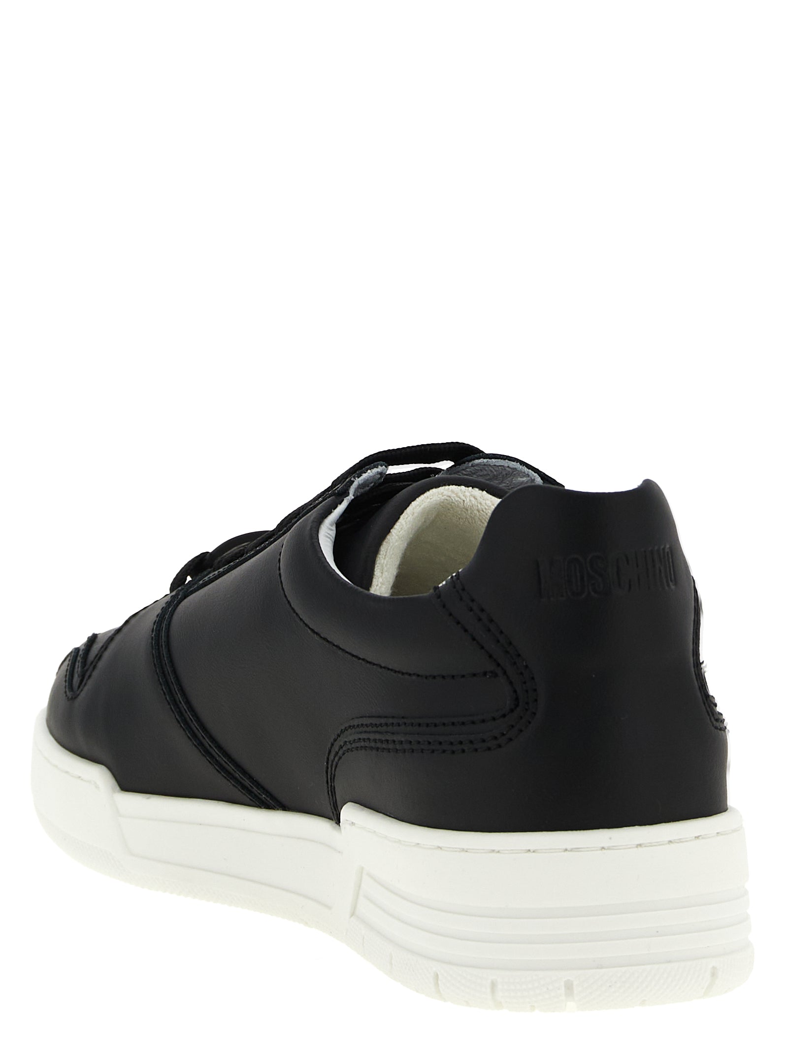 Moschino Black Leather Low Top Sneakers