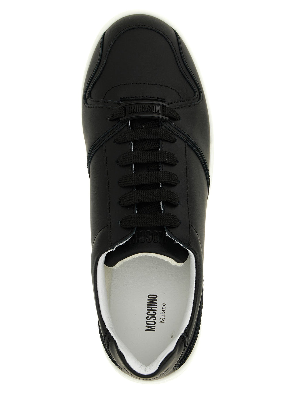 Moschino Black Leather Low Top Sneakers