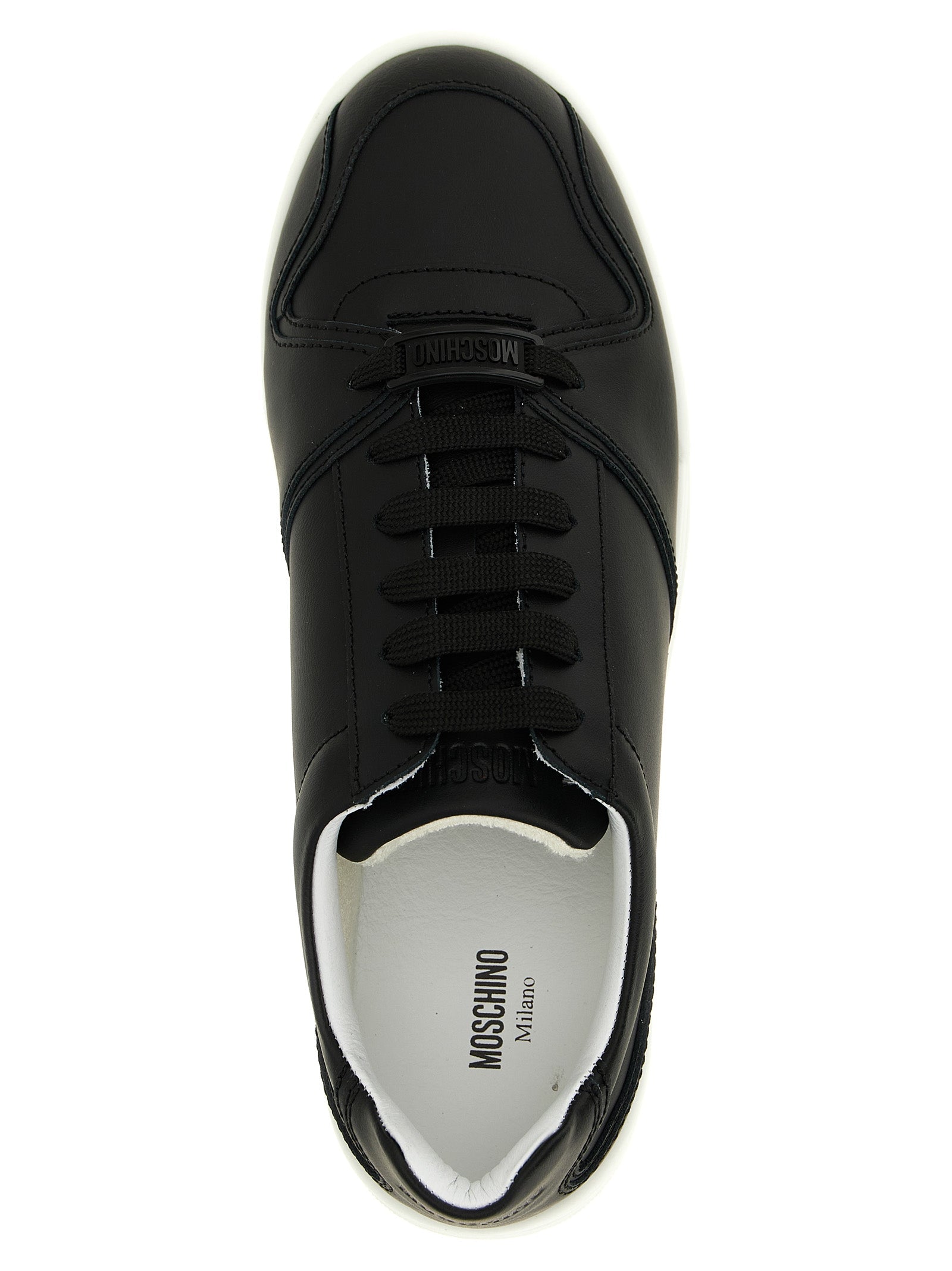 Moschino Black Leather Low Top Sneakers