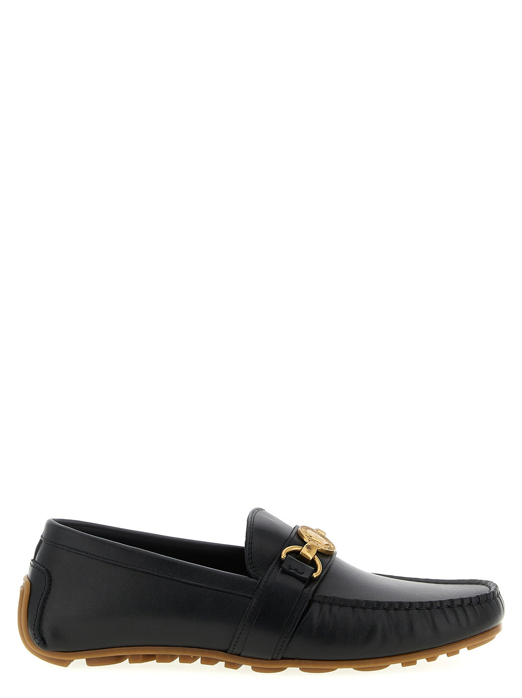 Moschino Black Leather Slip-On Loafers