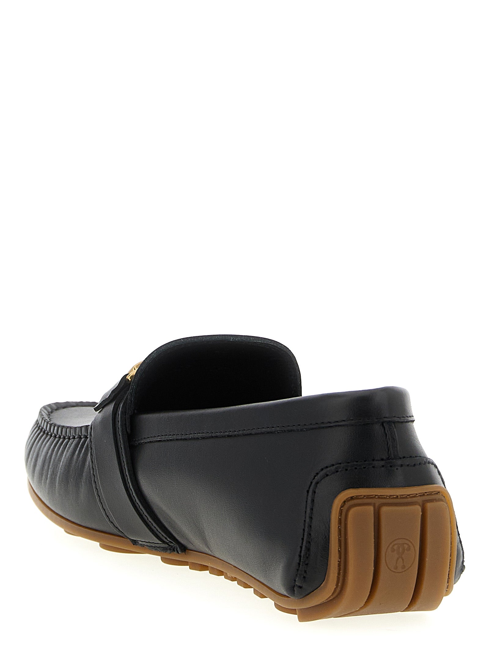 Moschino Black Leather Slip-On Loafers