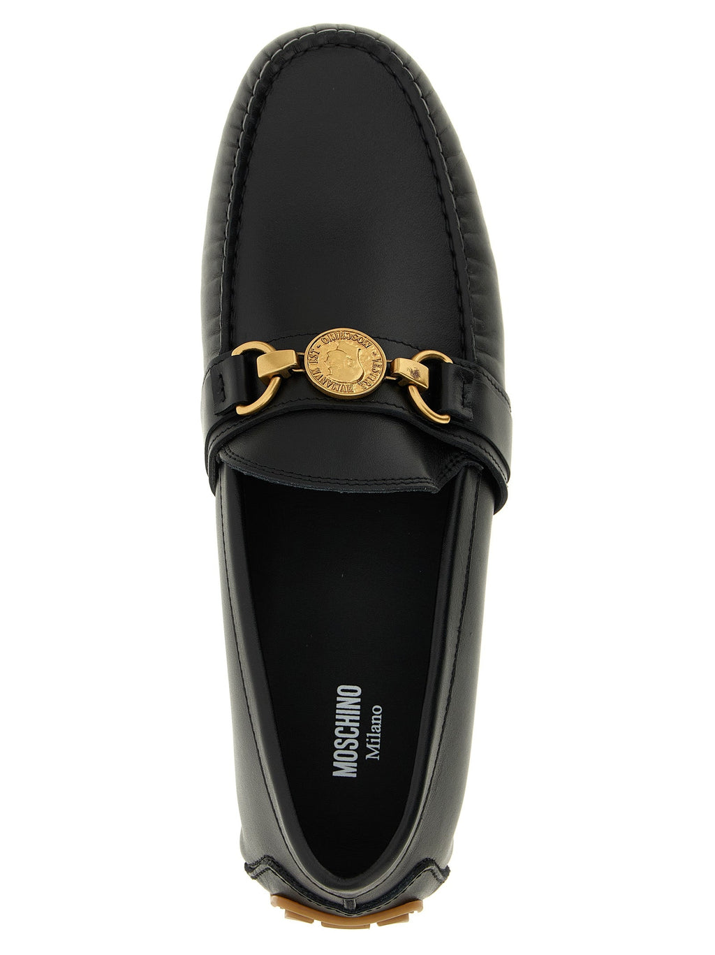 Moschino Black Leather Slip-On Loafers