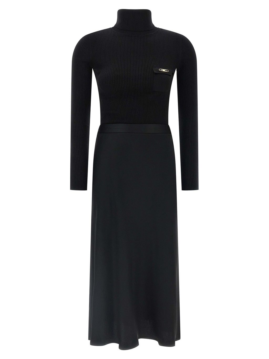 Elisabetta Franchi Black Lycra Midi Dress