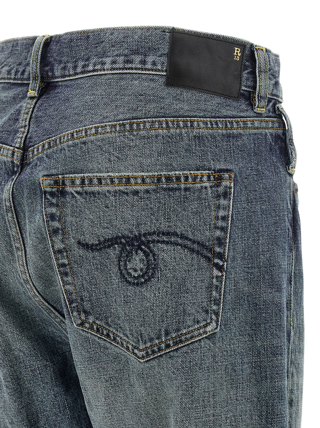 R13 Blue Cotton Straight-Leg Jeans