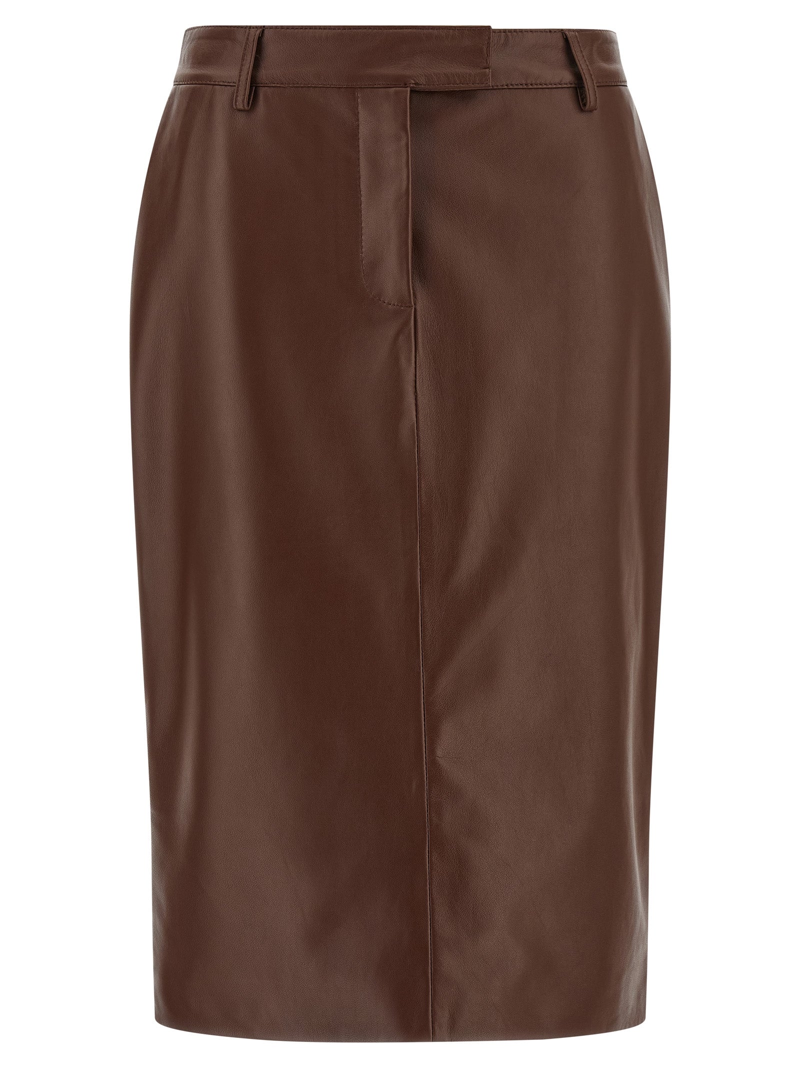 Giuseppe Di Morabito Brown Leather Midi Skirt