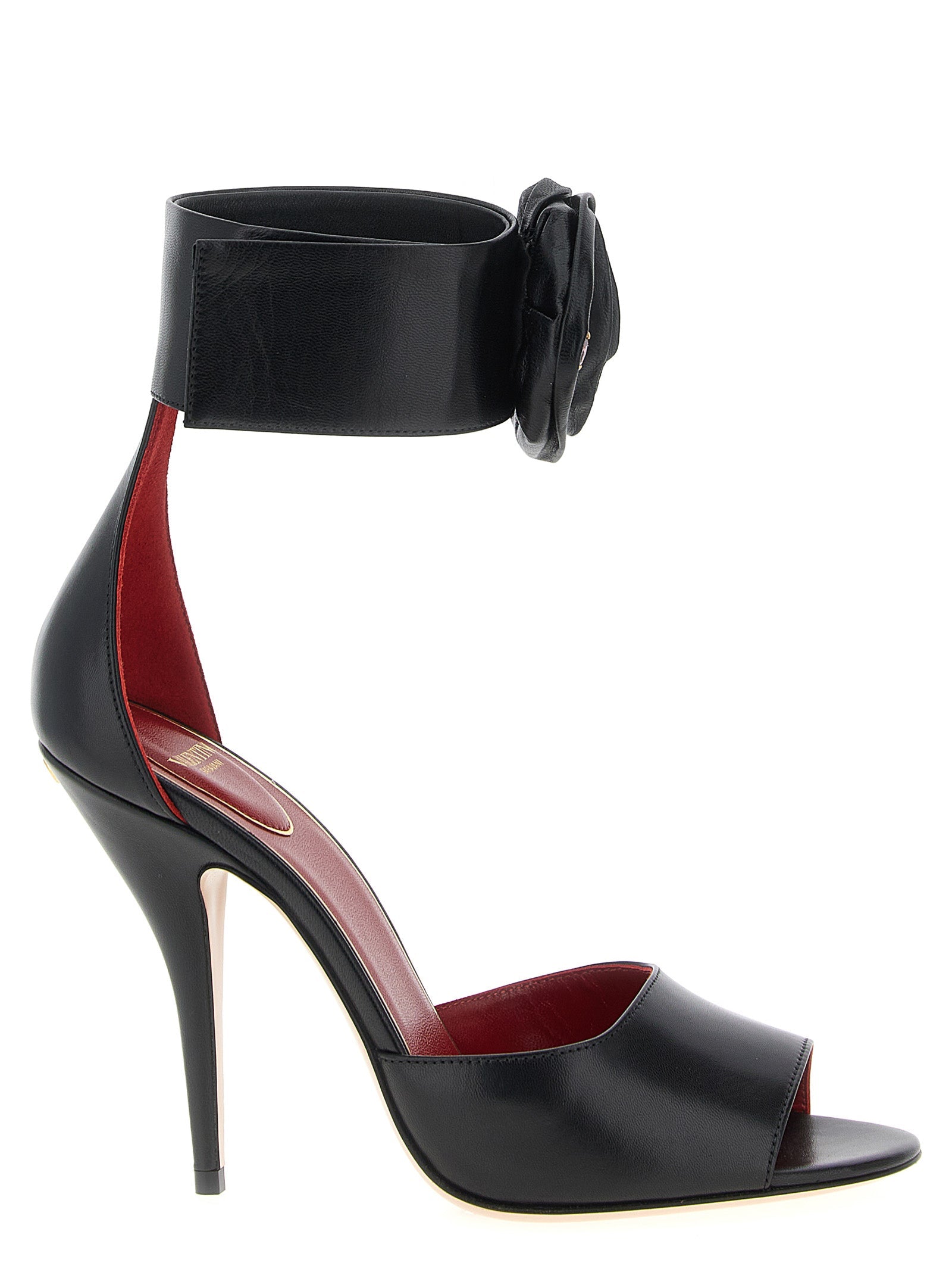 Valentino Garavani Black Calfskin Stiletto Heel Sandals