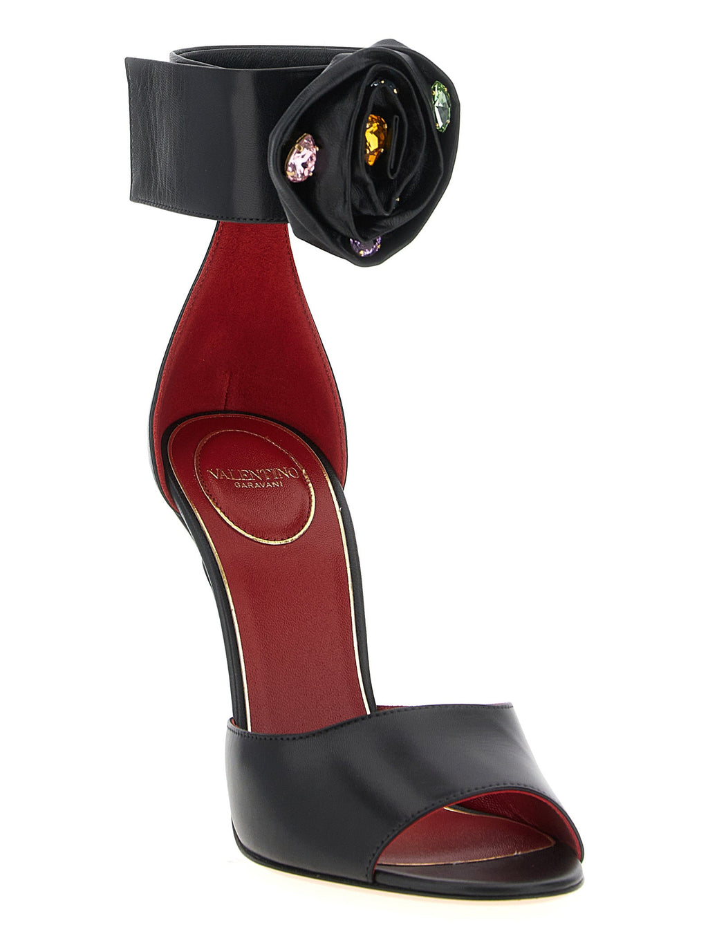 Valentino Garavani Black Calfskin Stiletto Heel Sandals