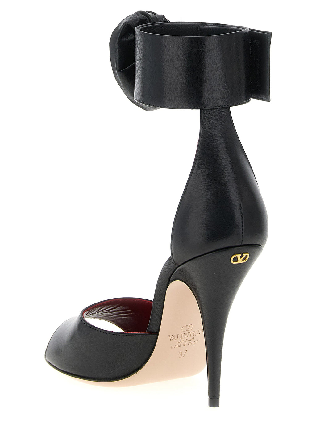 Valentino Garavani Black Calfskin Stiletto Heel Sandals