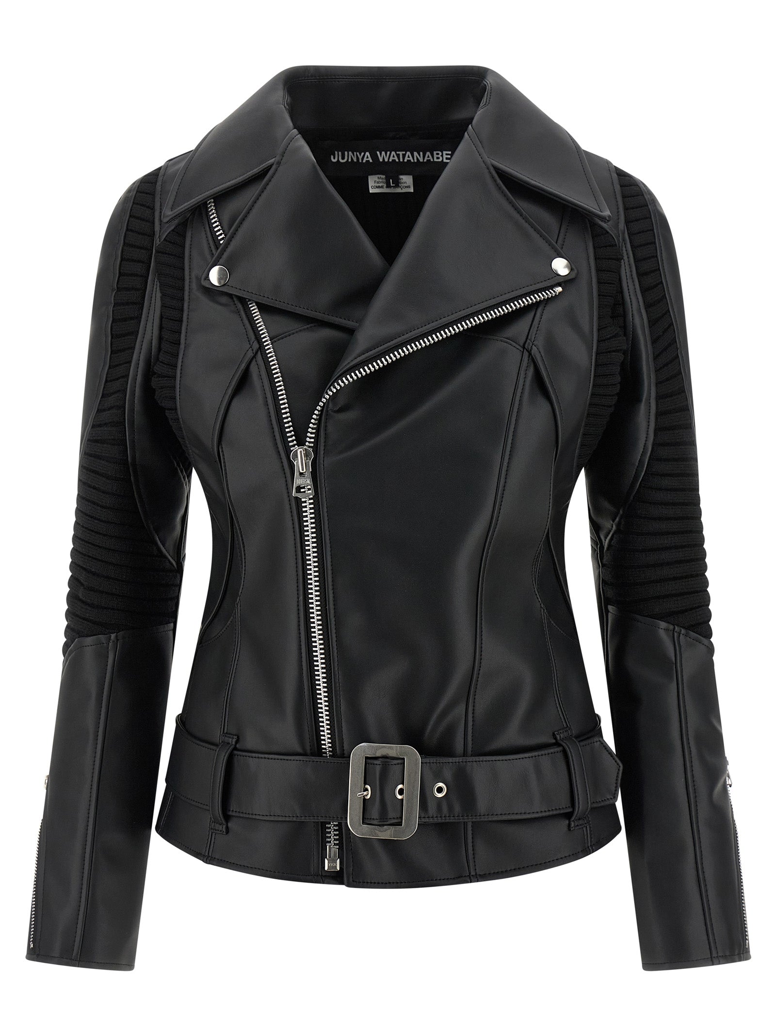 Junya Watanabe Black Artificial Leather Biker Jacket