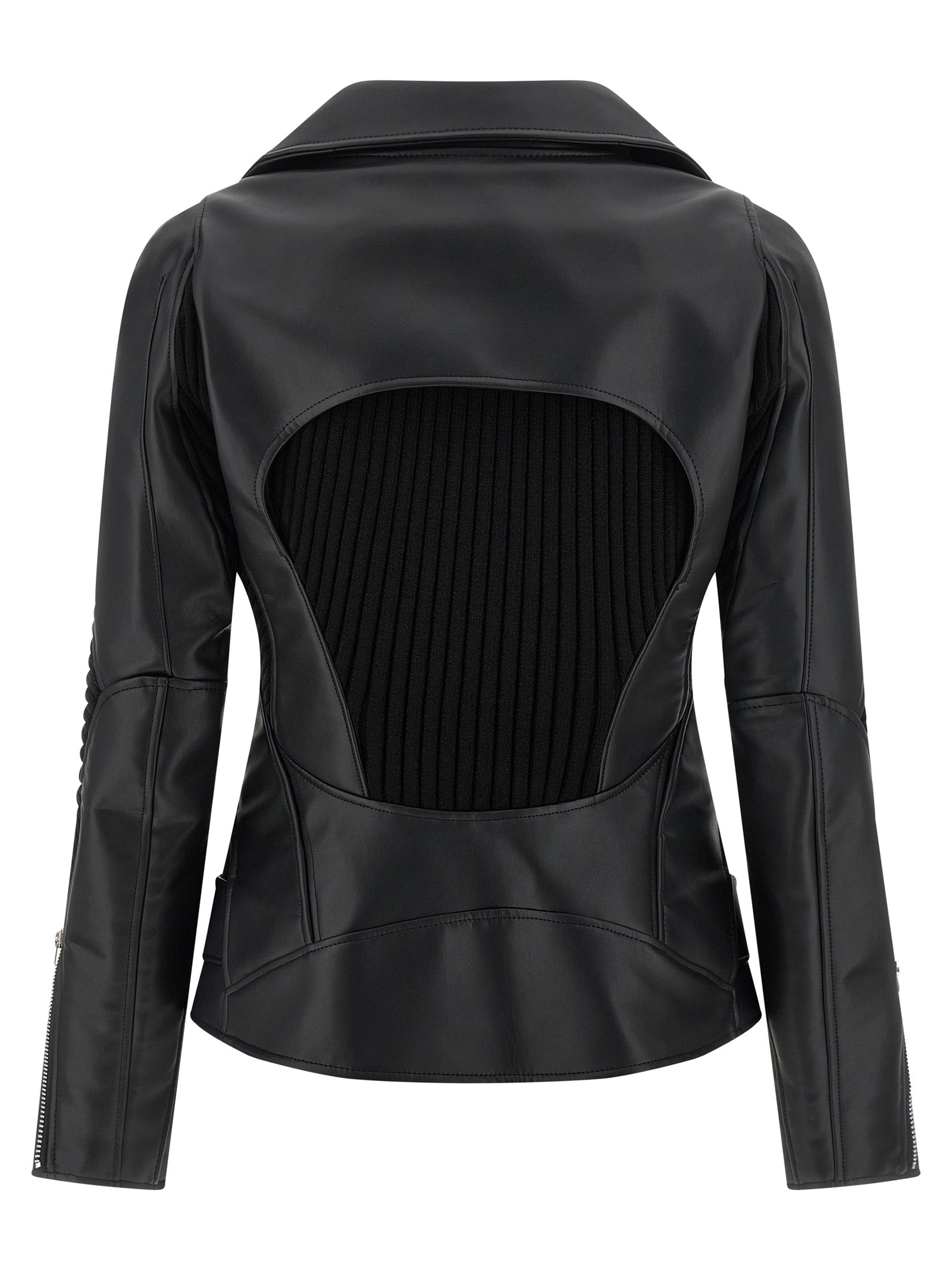 Junya Watanabe Black Artificial Leather Biker Jacket