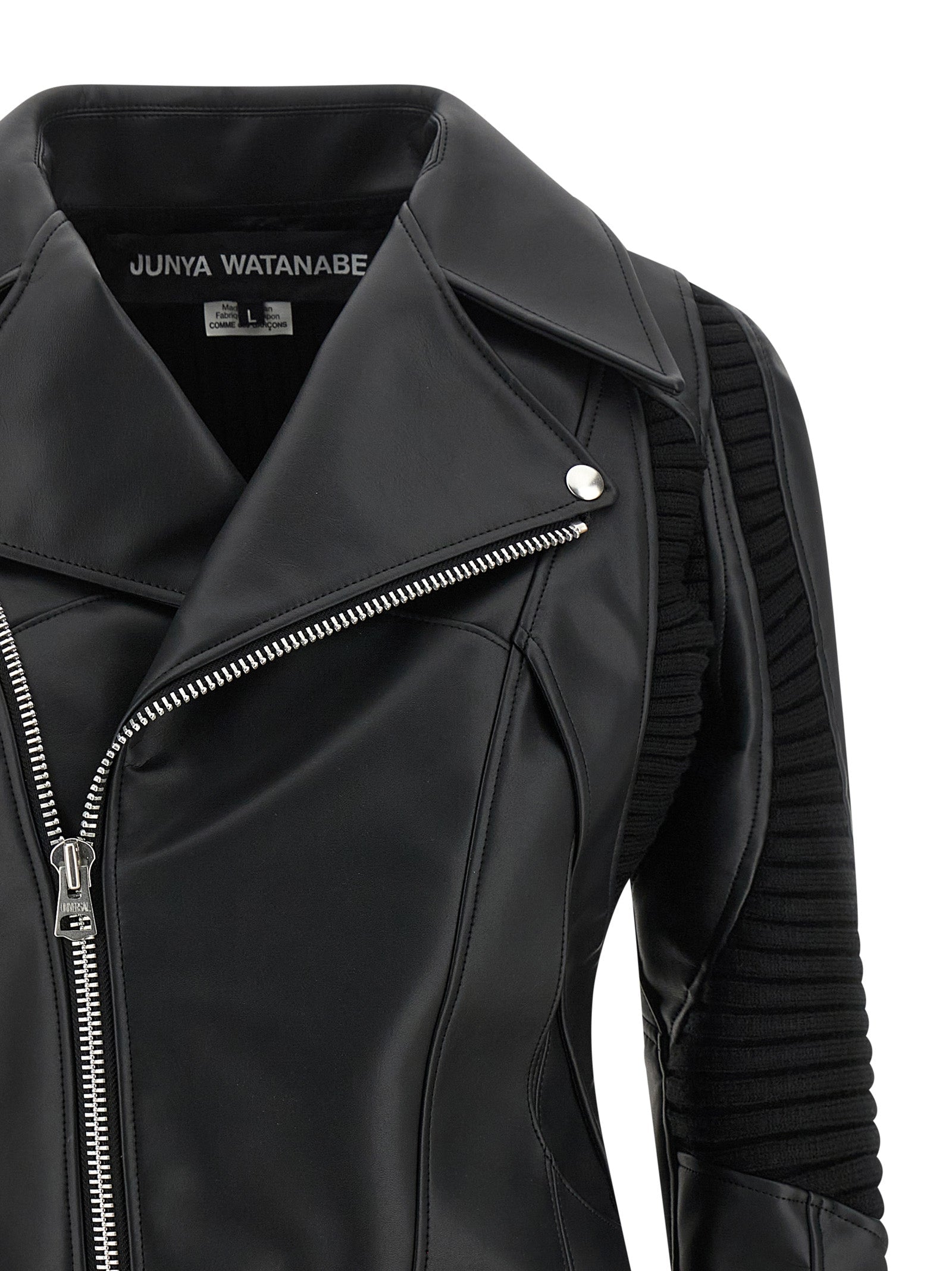 Junya Watanabe Black Artificial Leather Biker Jacket
