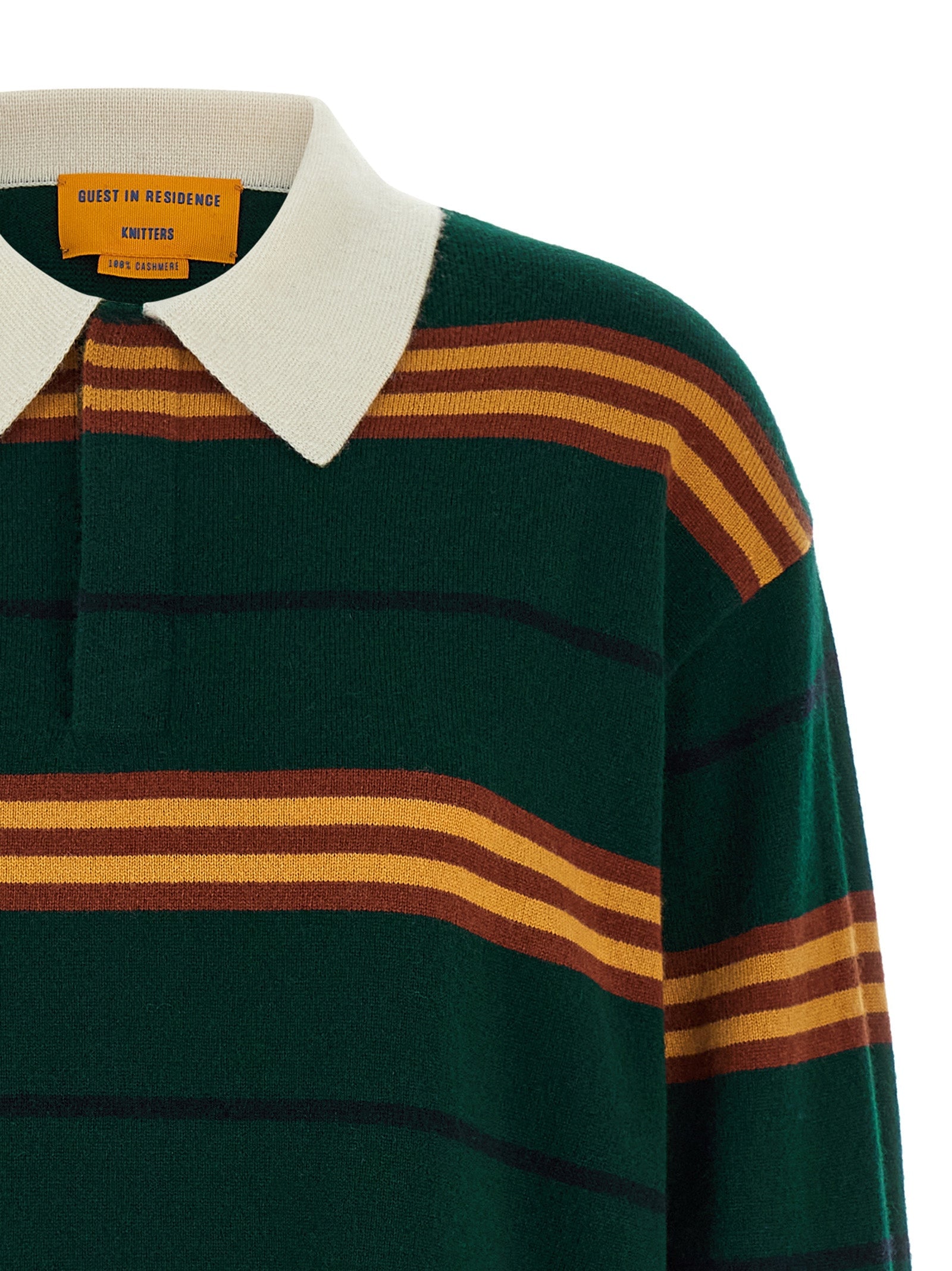 Guest in Residence Bicolor Cashmere Polo Shirt