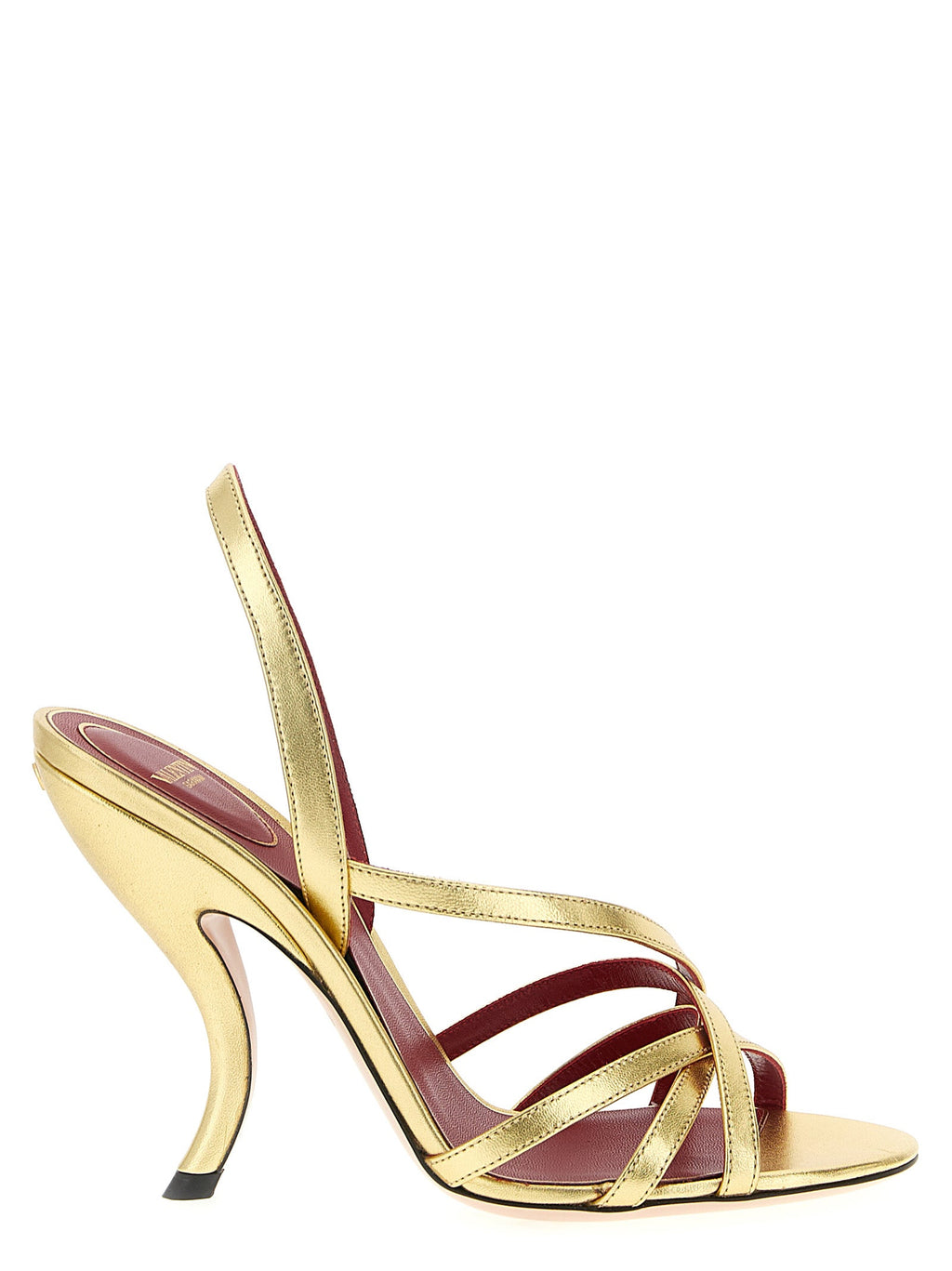 Valentino Garavani Gold Lambskin Stiletto Heel Sandals