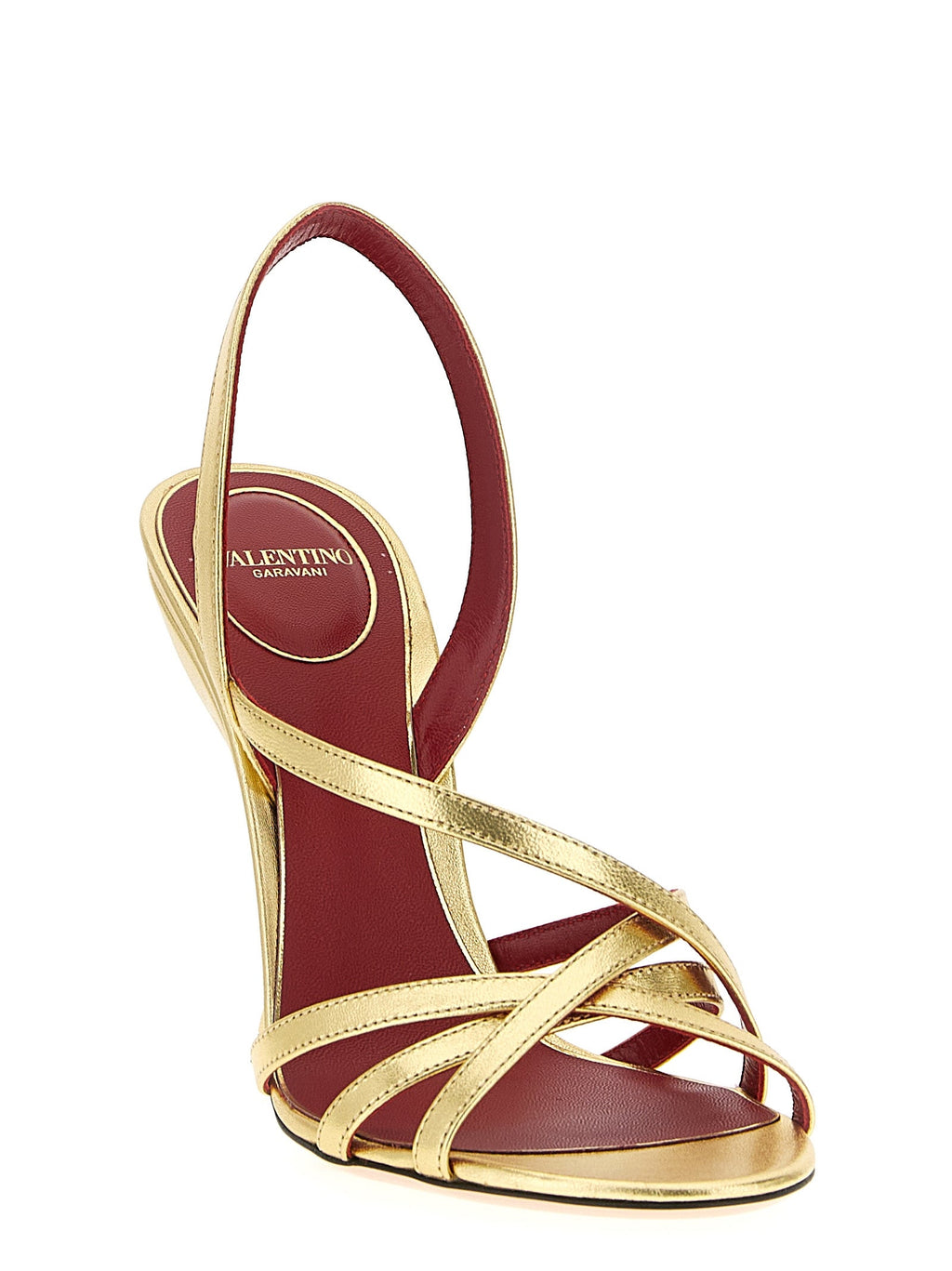 Valentino Garavani Gold Lambskin Stiletto Heel Sandals
