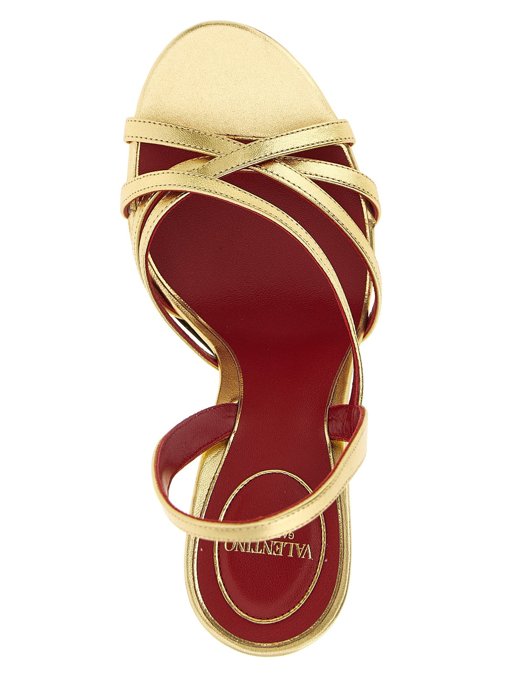 Valentino Garavani Gold Lambskin Stiletto Heel Sandals