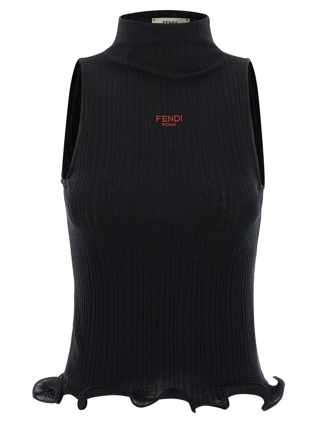 Fendi Black Polyester Sleeveles T-Shirt