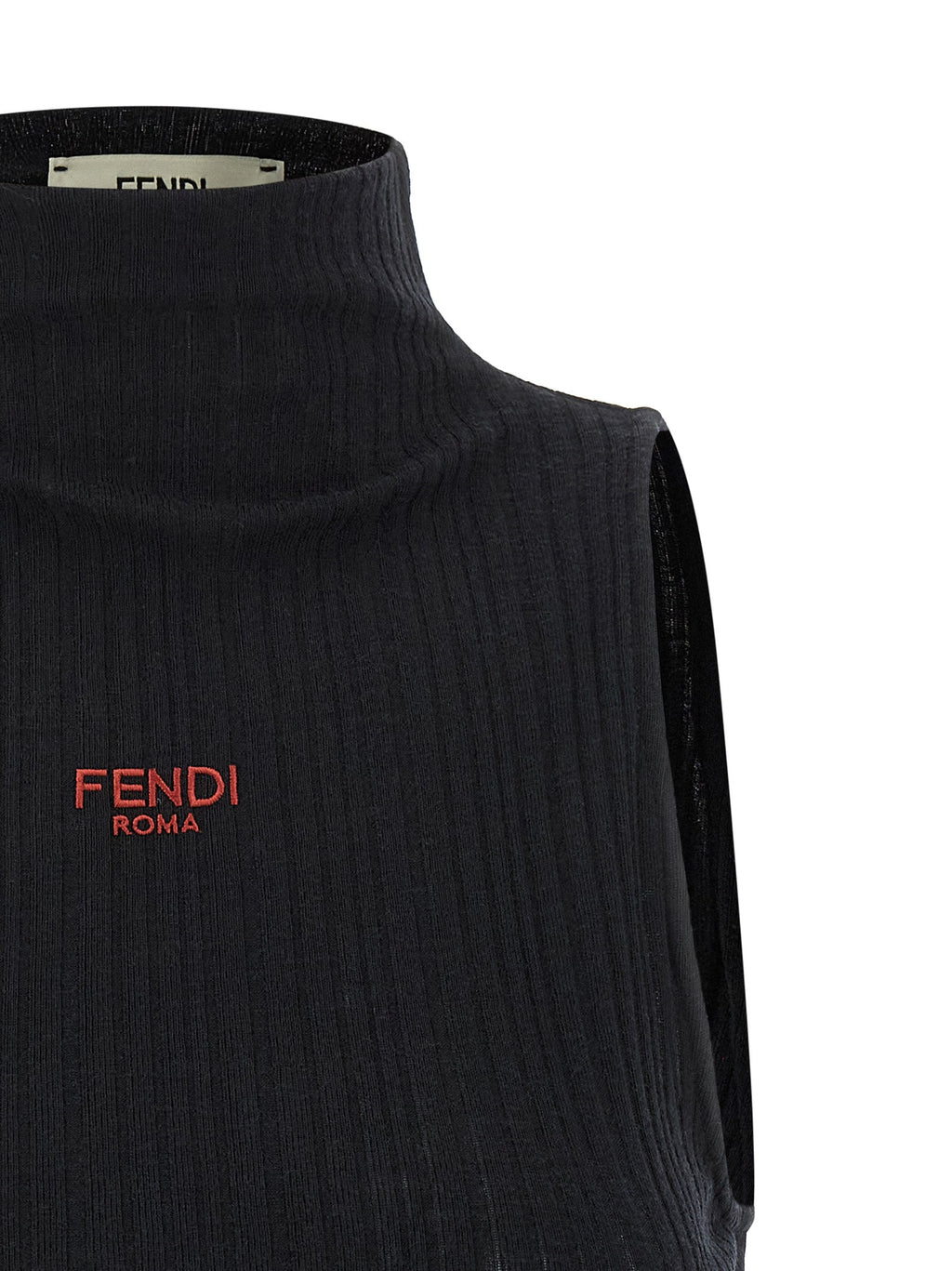 Fendi Black Polyester Sleeveles T-Shirt