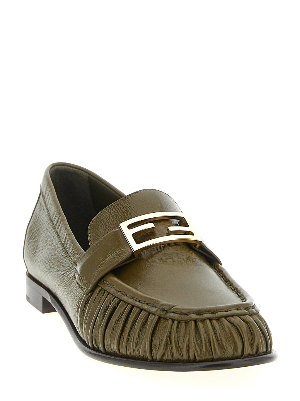 Fendi Bicolor Lamb Leather Slip-On Loafers