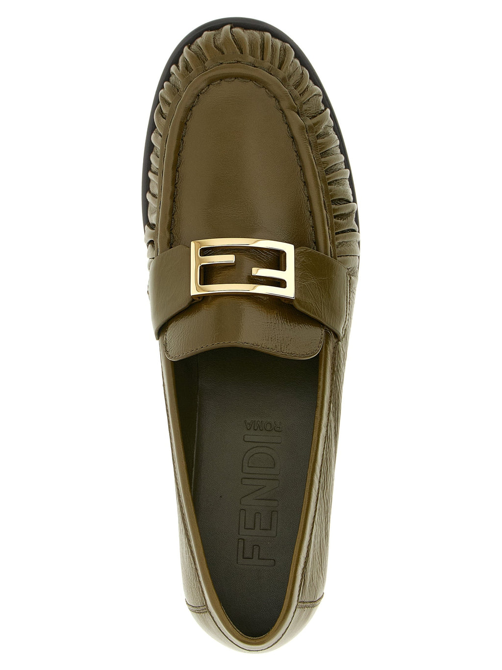Fendi Bicolor Lamb Leather Slip-On Loafers