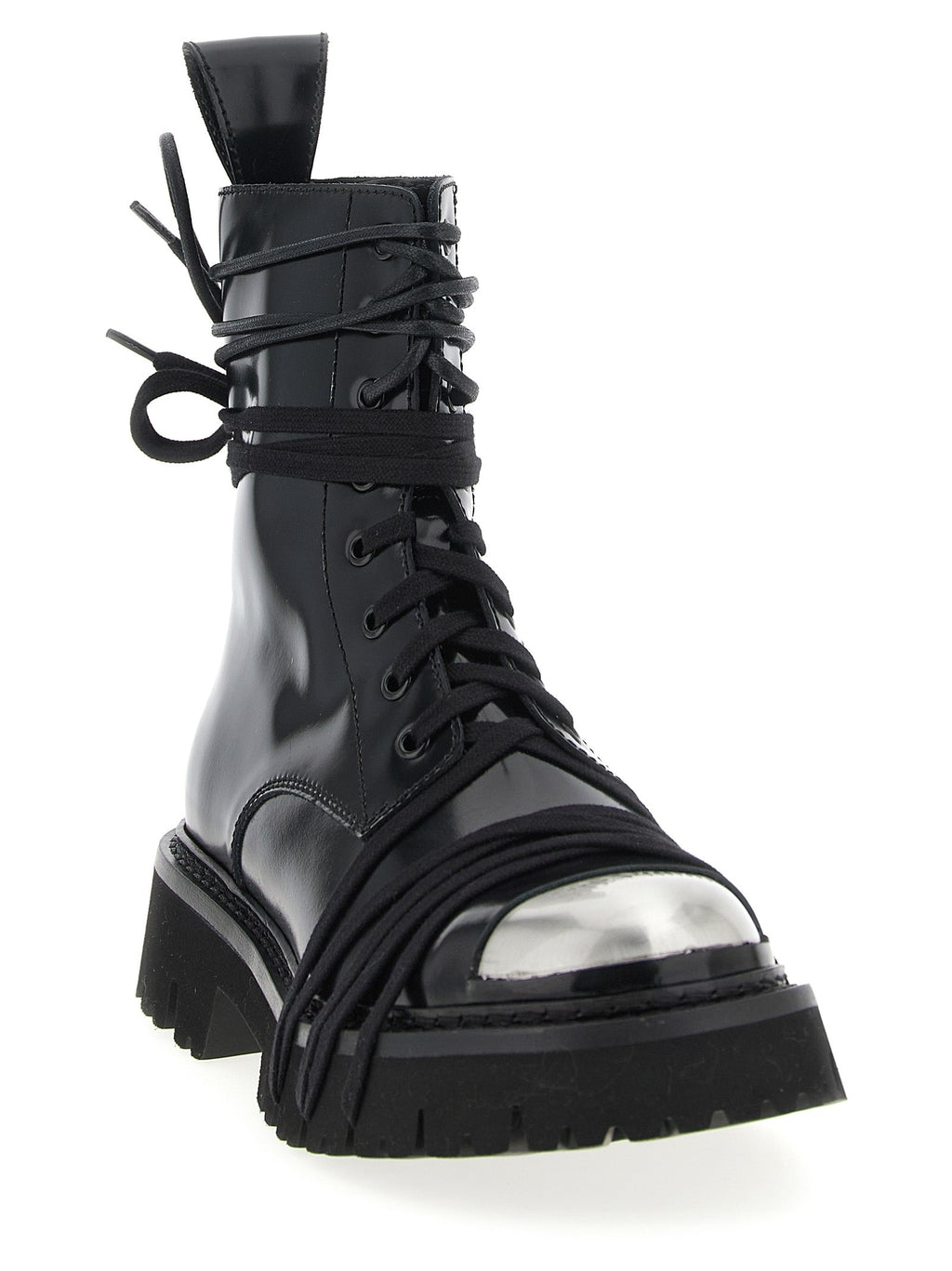 Moschino Black Calfskin Lace-Up Boots