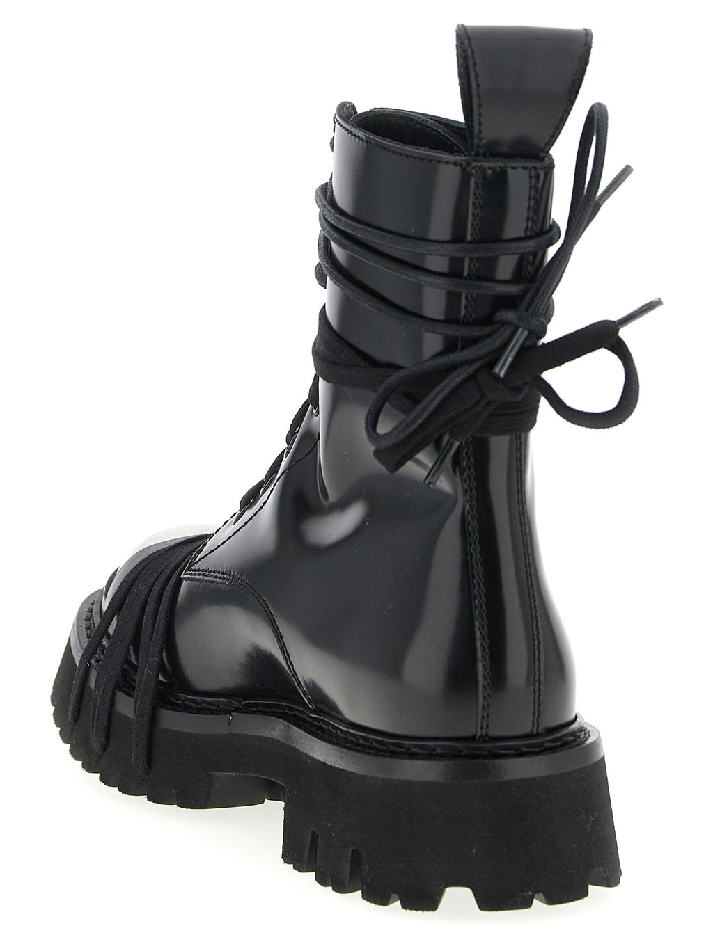 Moschino Black Calfskin Lace-Up Boots