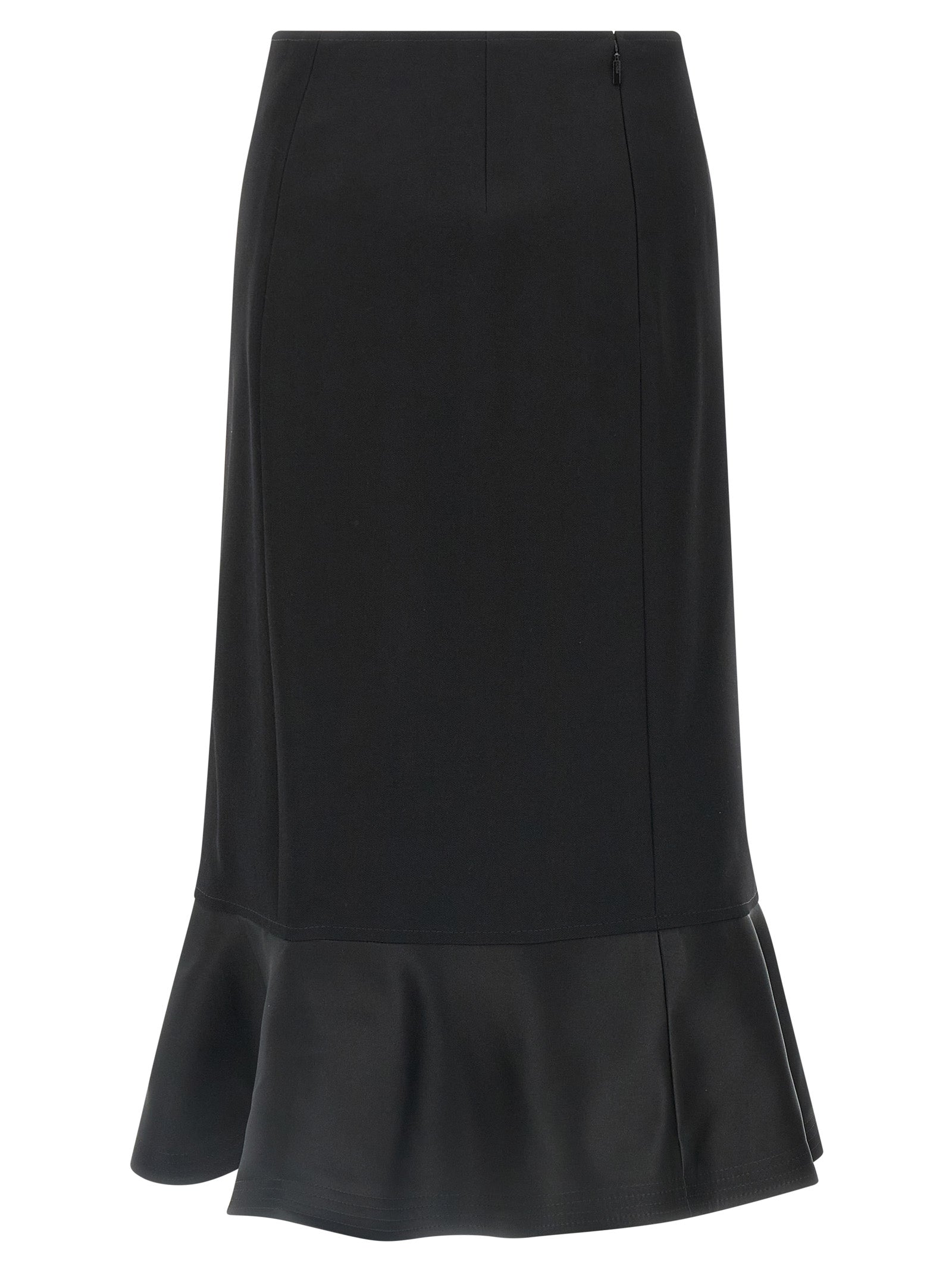 Fendi Black Virgin Wool Midi Skirt