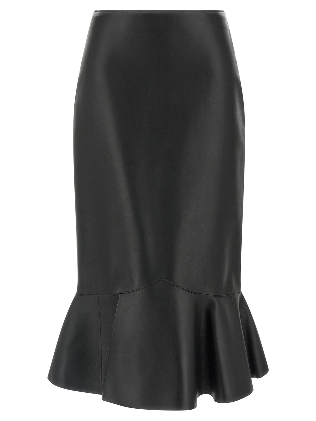Fendi Black Lamb Leather Midi Skirt