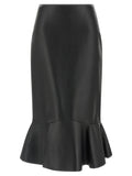 Fendi Black Lamb Leather Midi Skirt