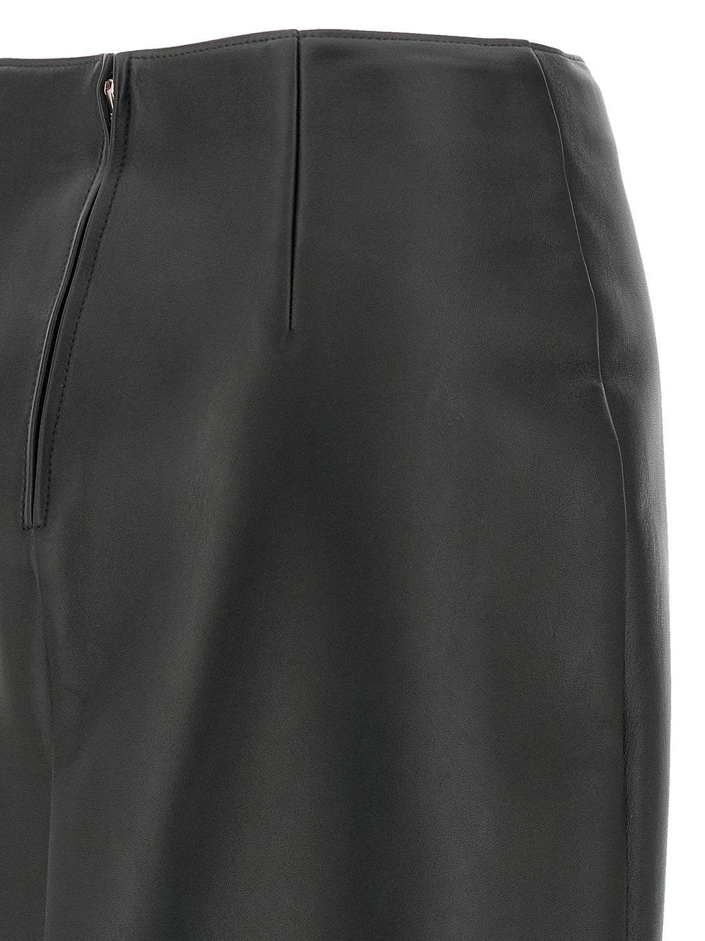 Fendi Black Lamb Leather Midi Skirt