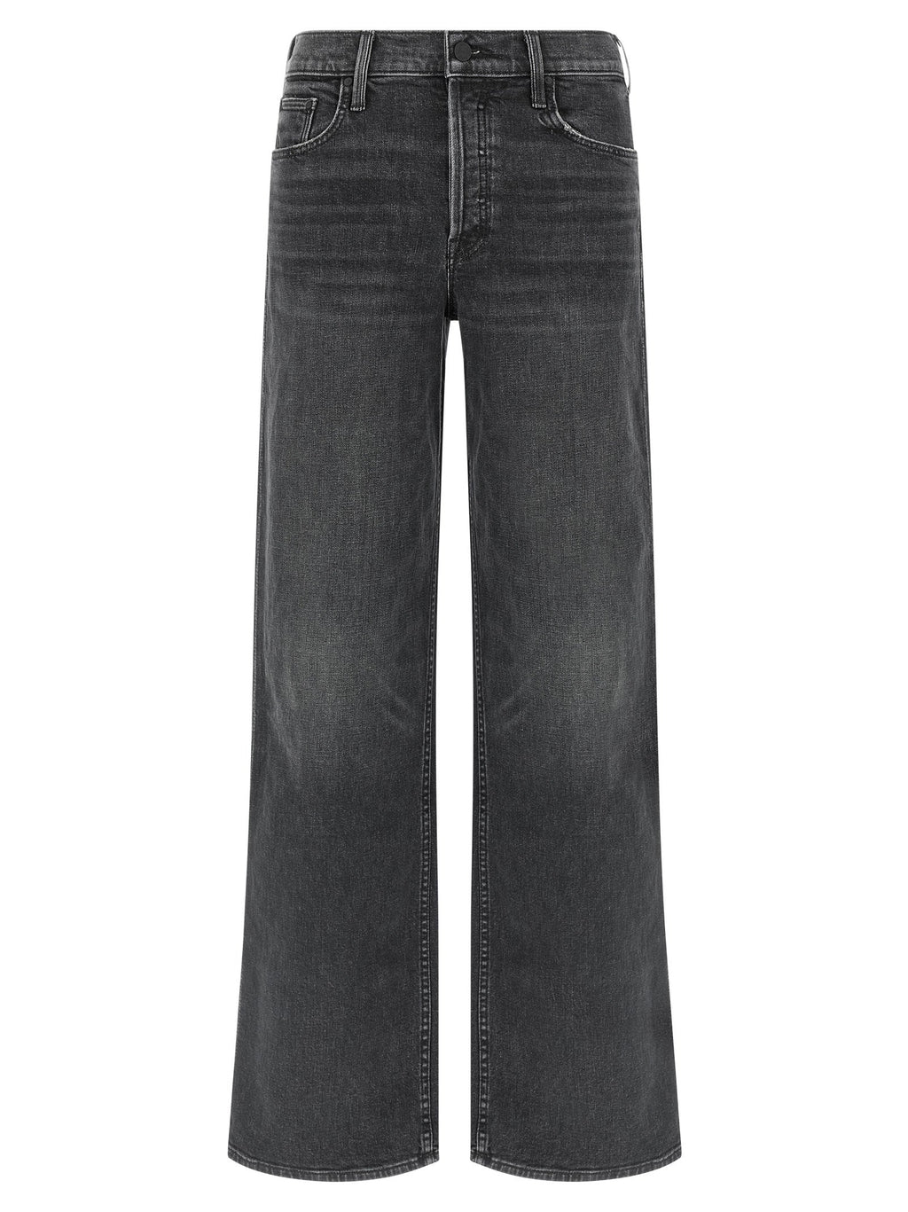 Mother Denim Black Cotton Straight-Leg Jeans