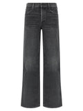Mother Denim Black Cotton Straight-Leg Jeans