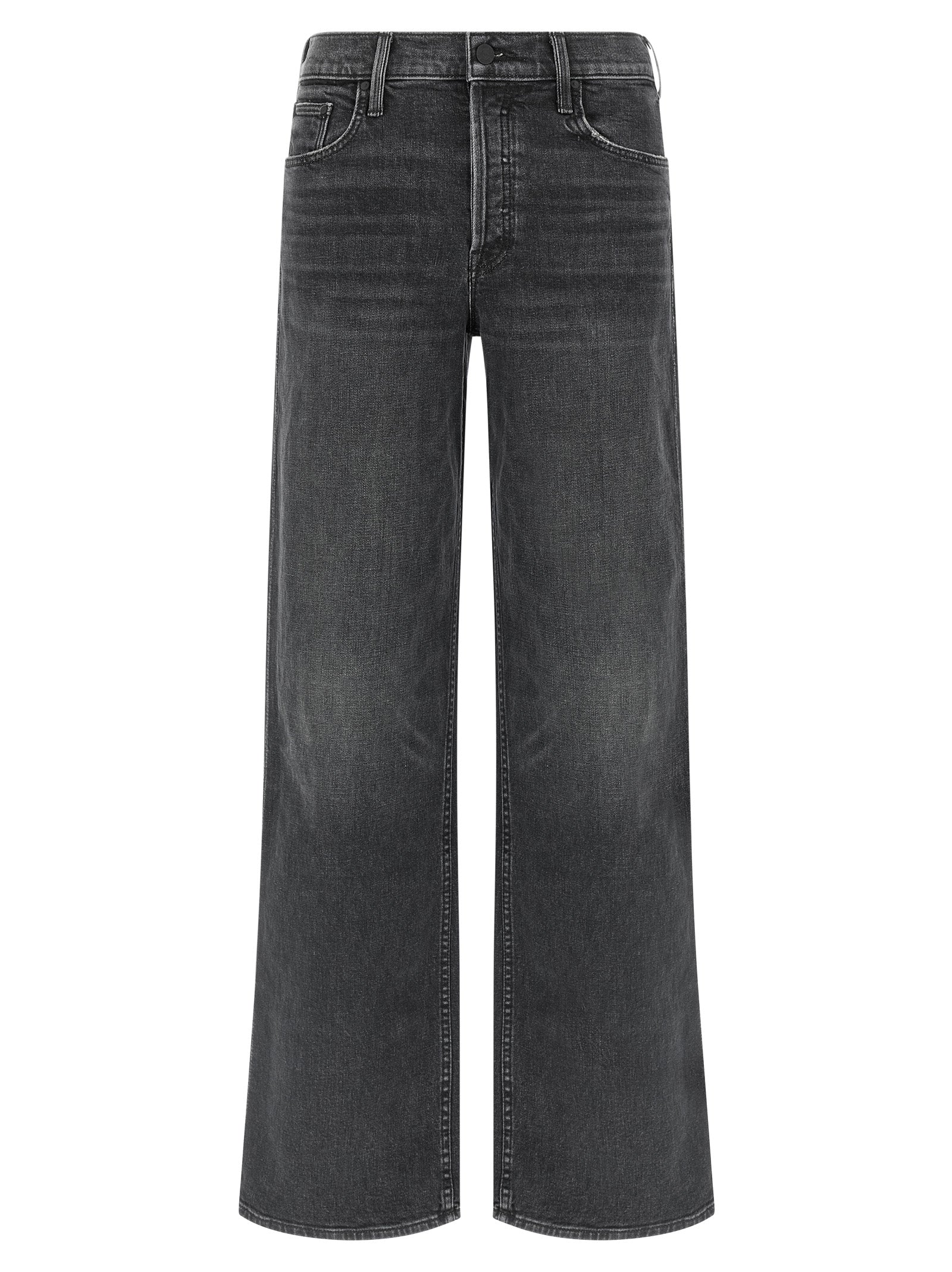 Mother Denim Black Cotton Straight-Leg Jeans