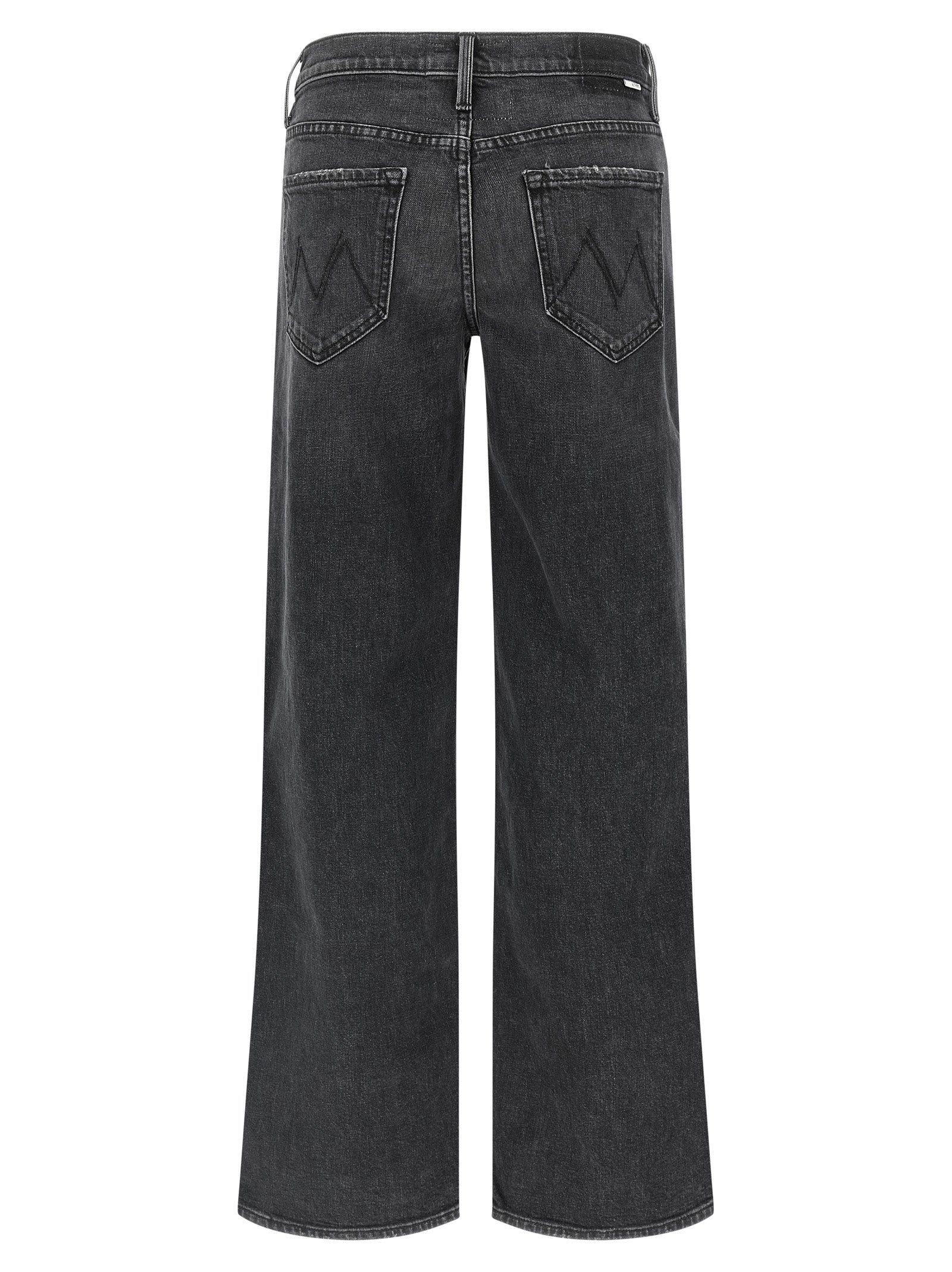 Mother Denim Black Cotton Straight-Leg Jeans