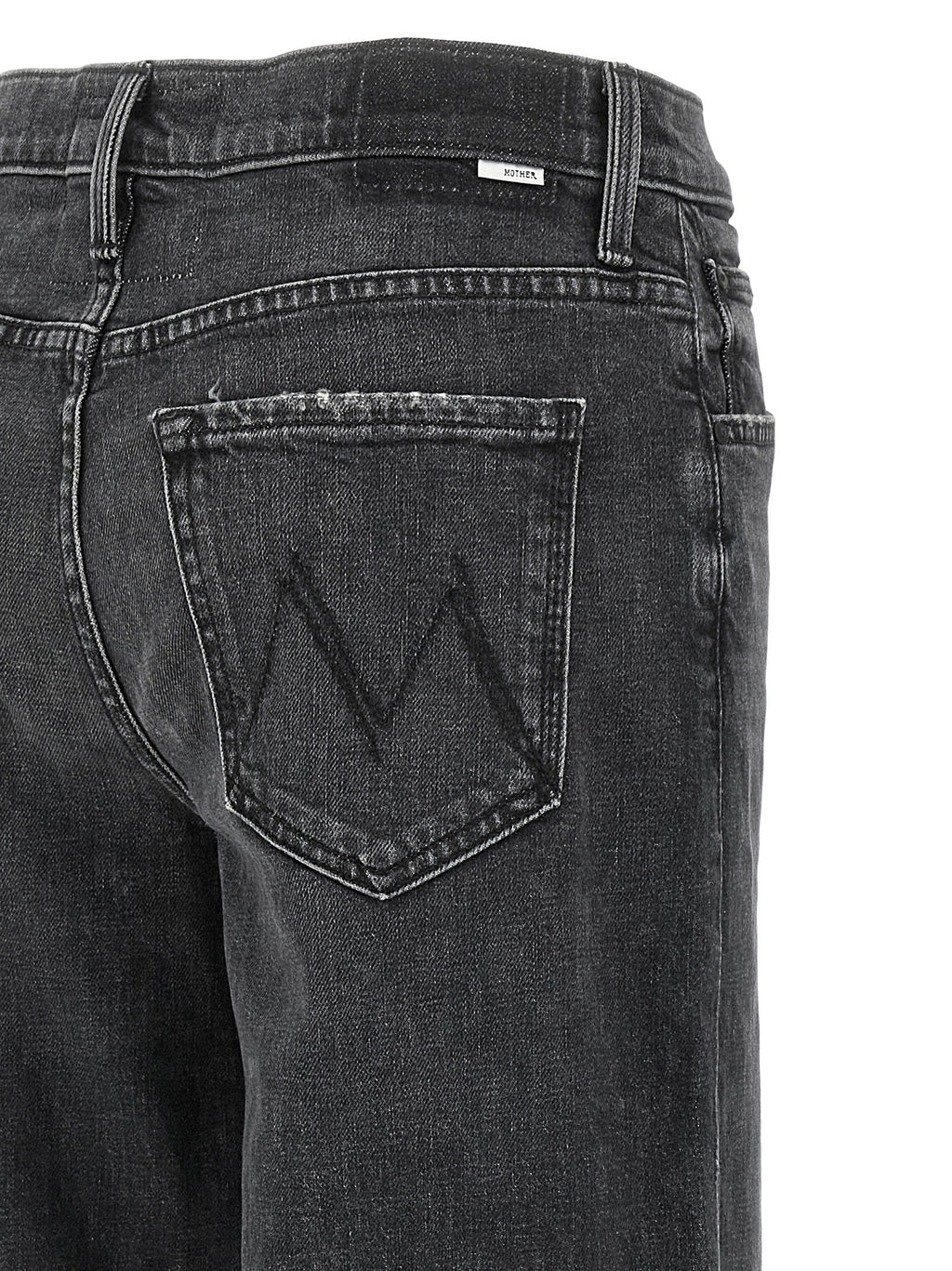 Mother Denim Black Cotton Straight-Leg Jeans
