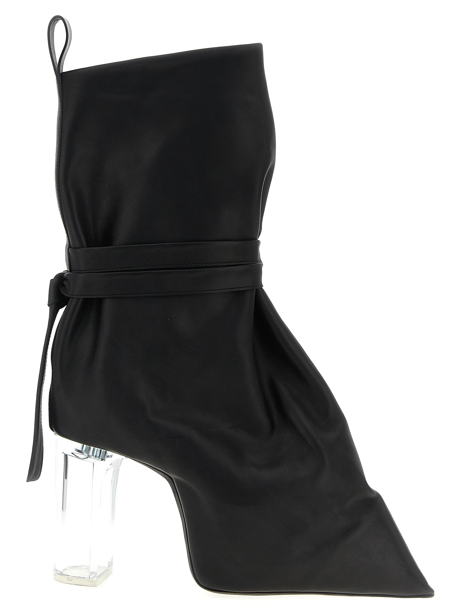 Rick Owens Black Cowhide Ankle Boots