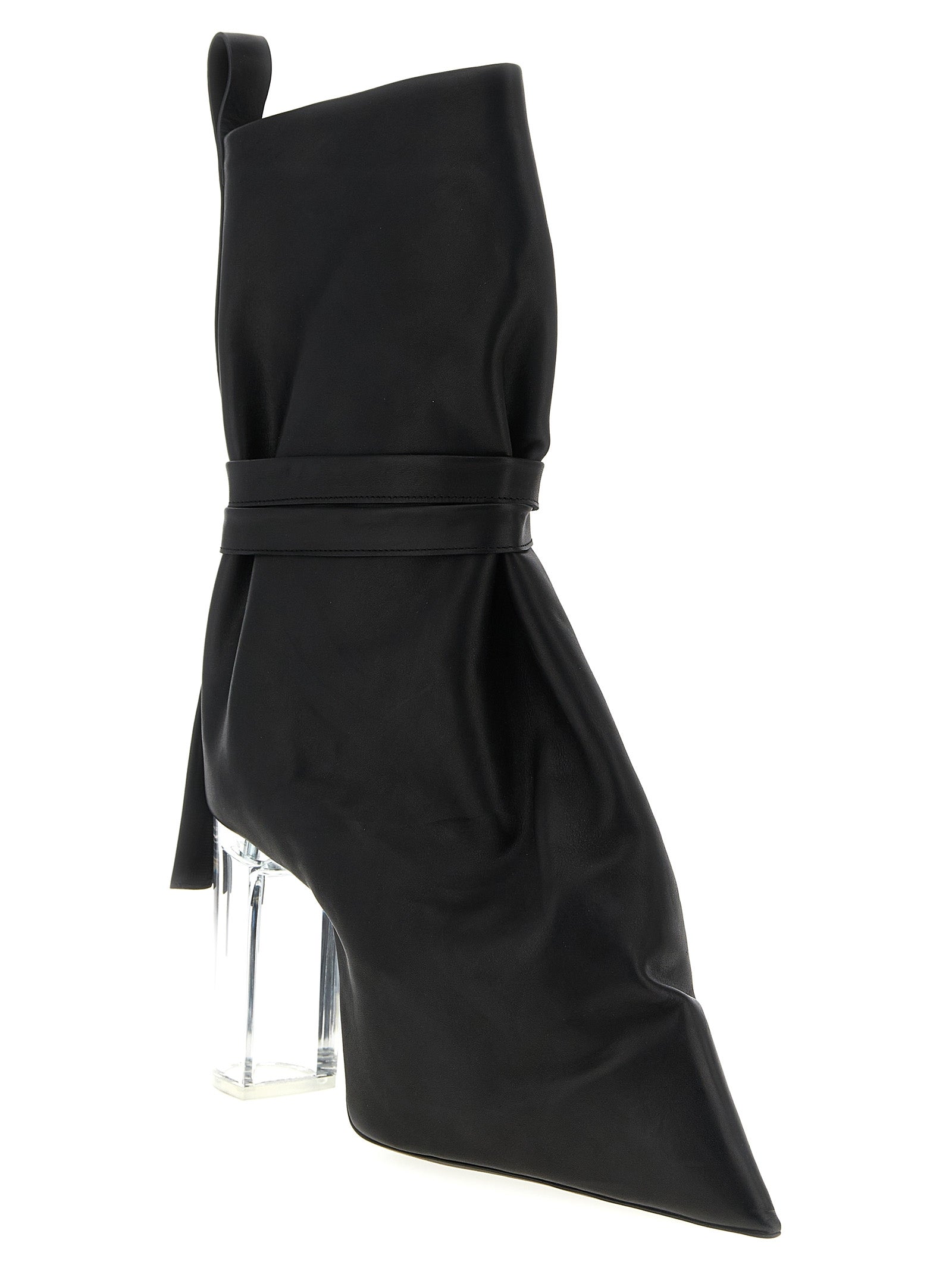 Rick Owens Black Cowhide Ankle Boots