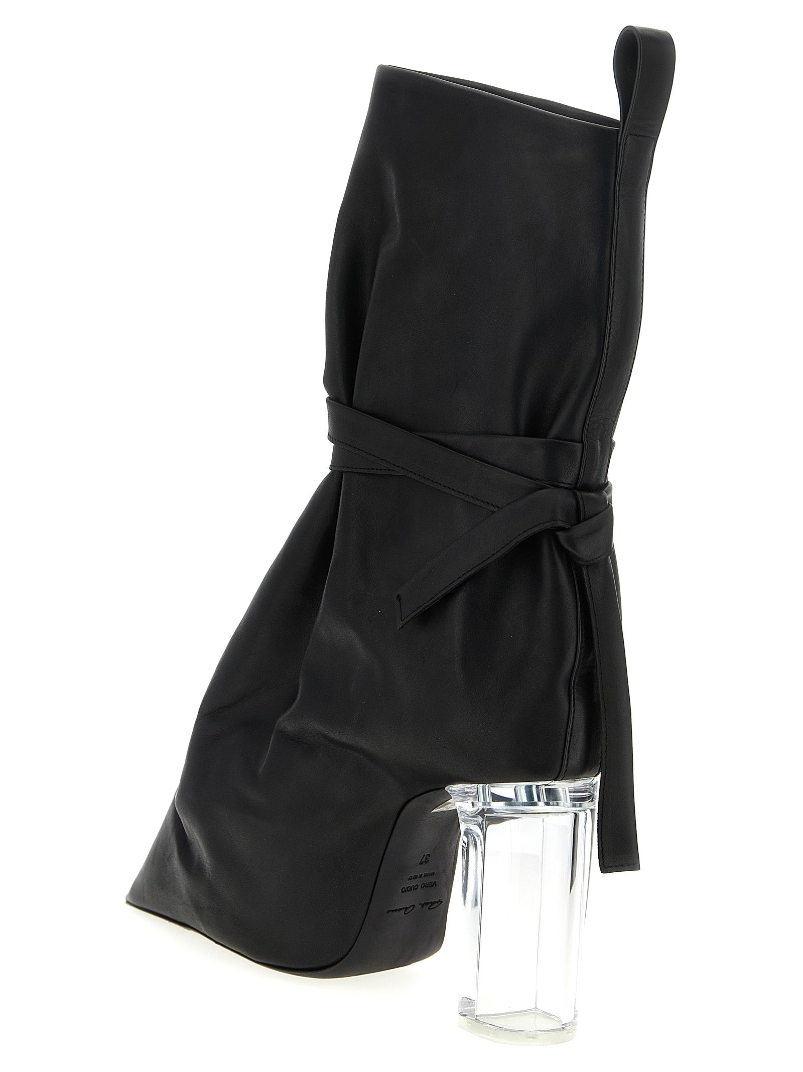 Rick Owens Black Cowhide Ankle Boots